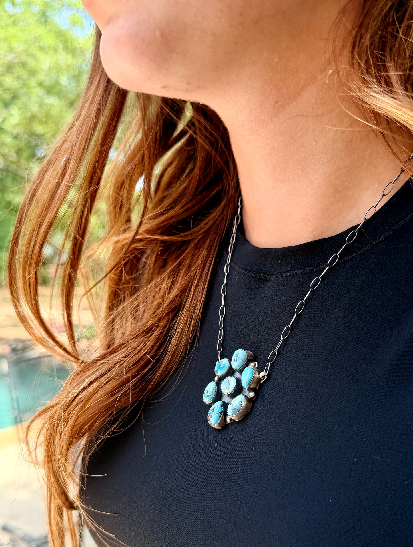 Golden Hills 7 Stone Cluster Necklace by Myra Benally