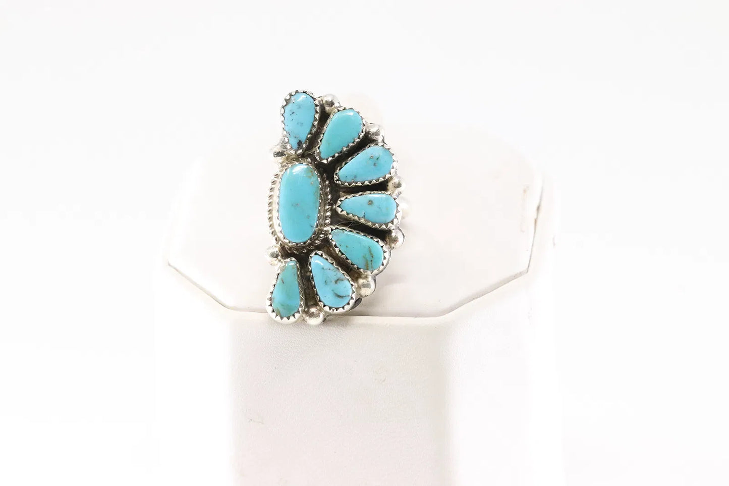 Authentic Half Cluster Geniune Turquoise Adjustable Native made by Alicia Wilson