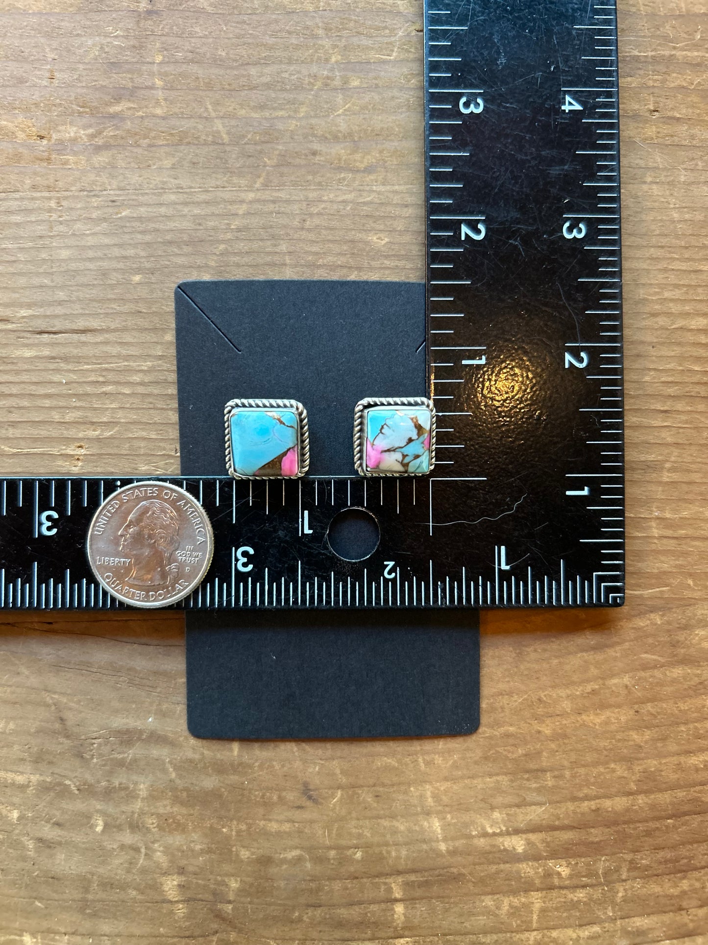 Cotton Candy Stud Earrings with Rope Design by Native Artist Judith Dixon