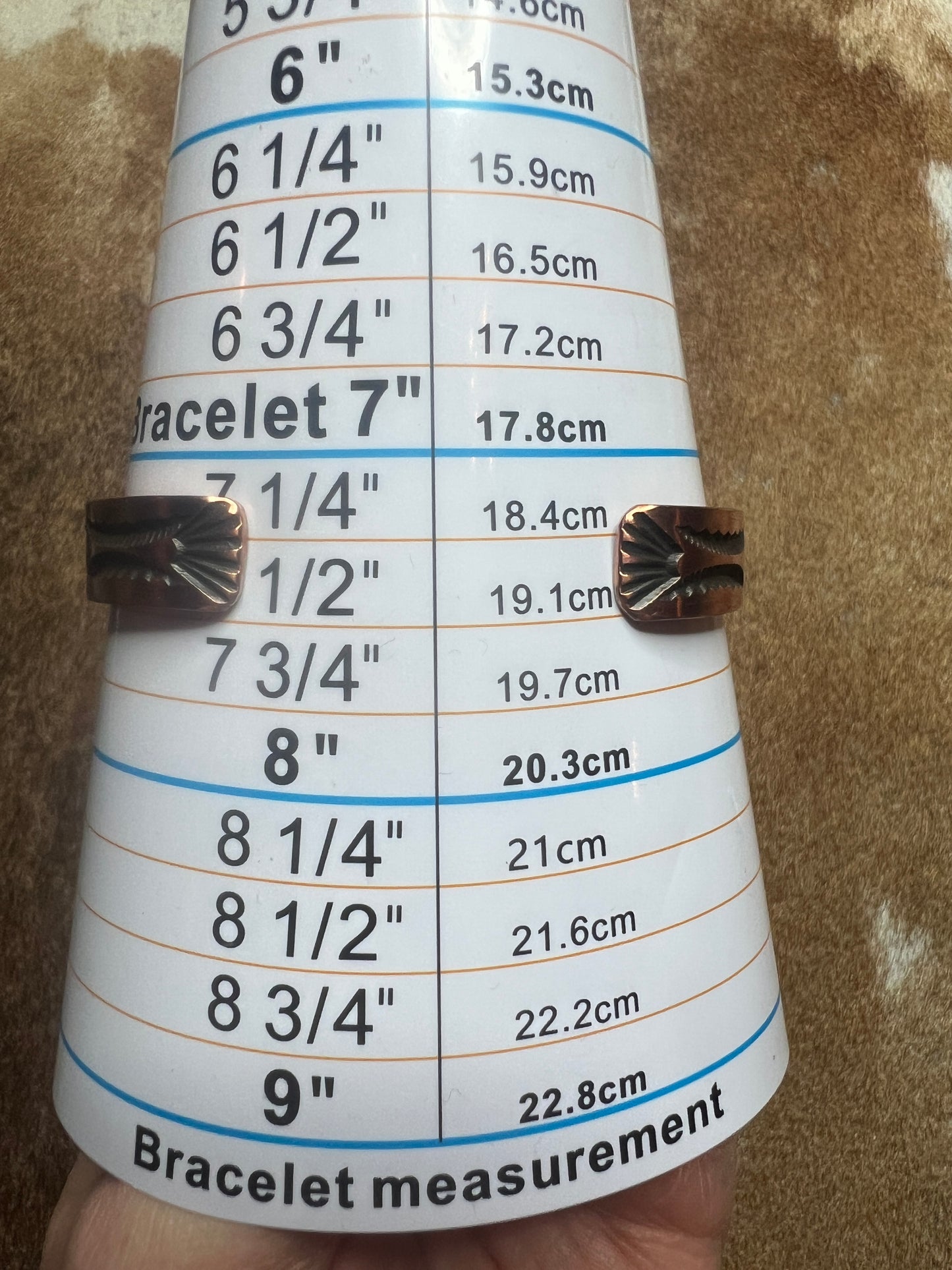 Wide and Thick Stamped Copper Cuff by J. Tahe