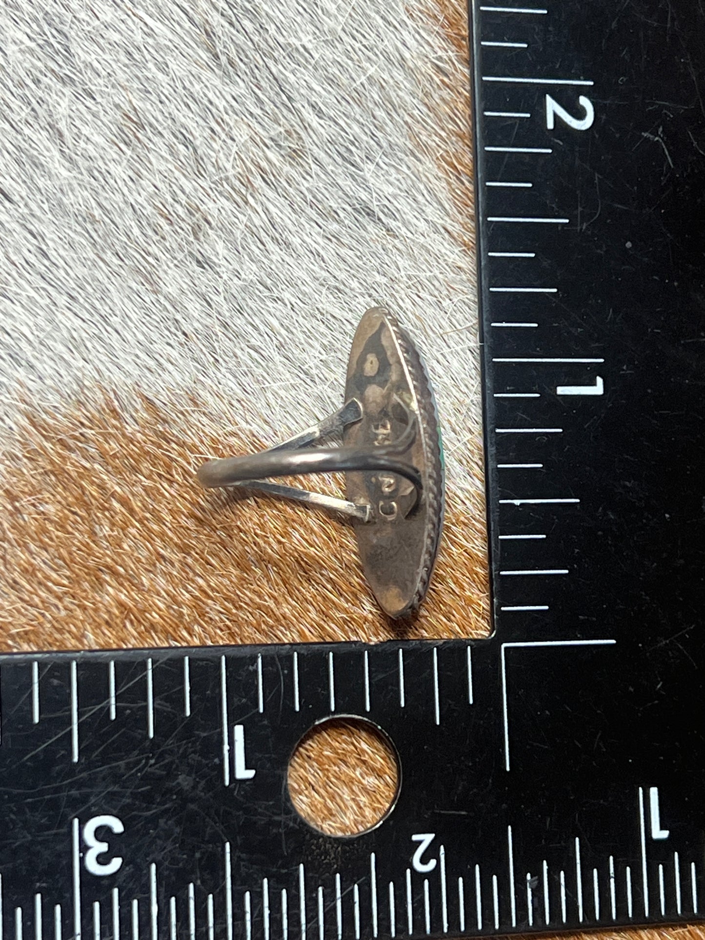 Vintage Zuni Turquoise & Mother of Pearl Ring size 6.5