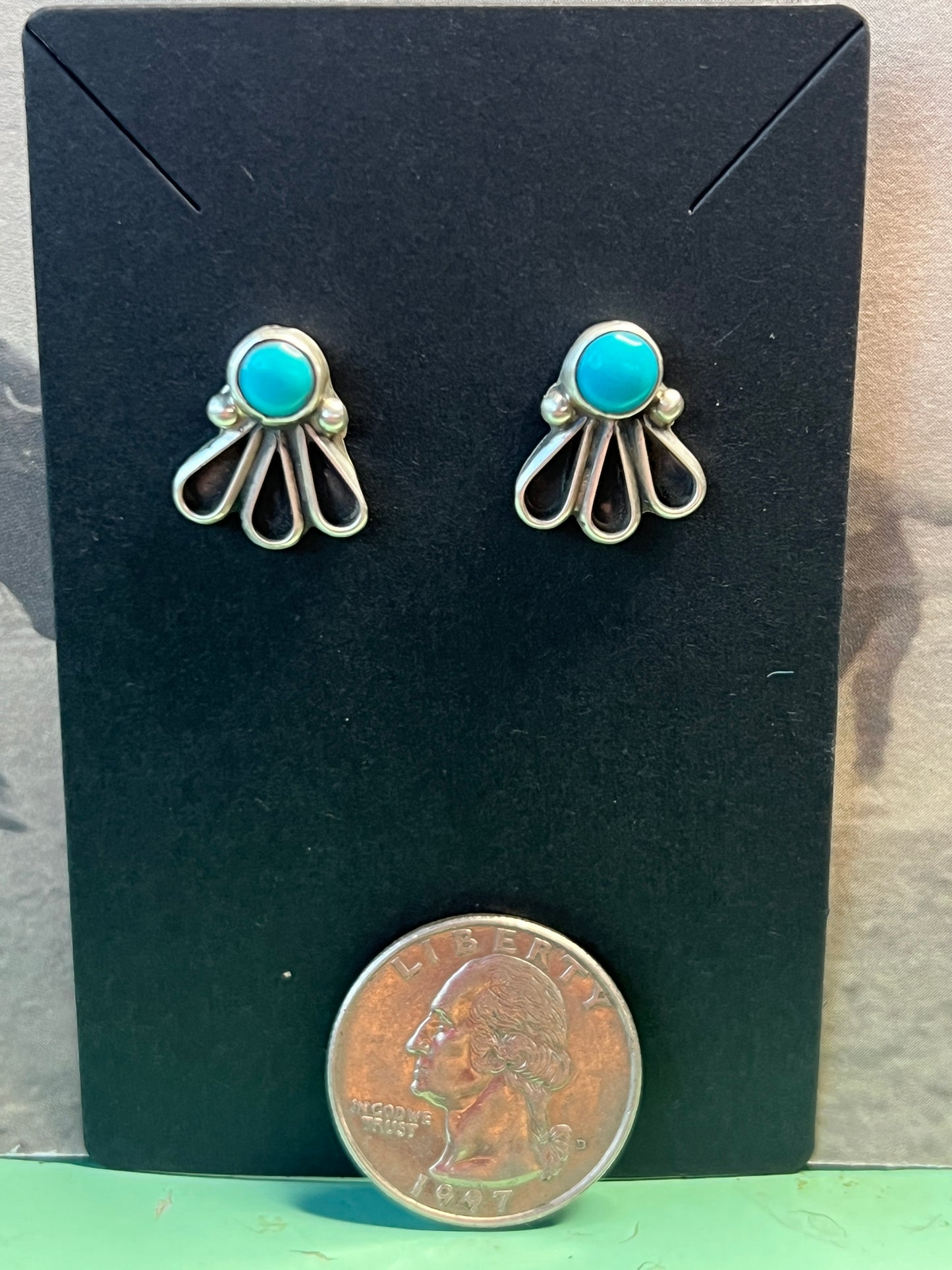 Turquoise Flower Studs by Geraldine James