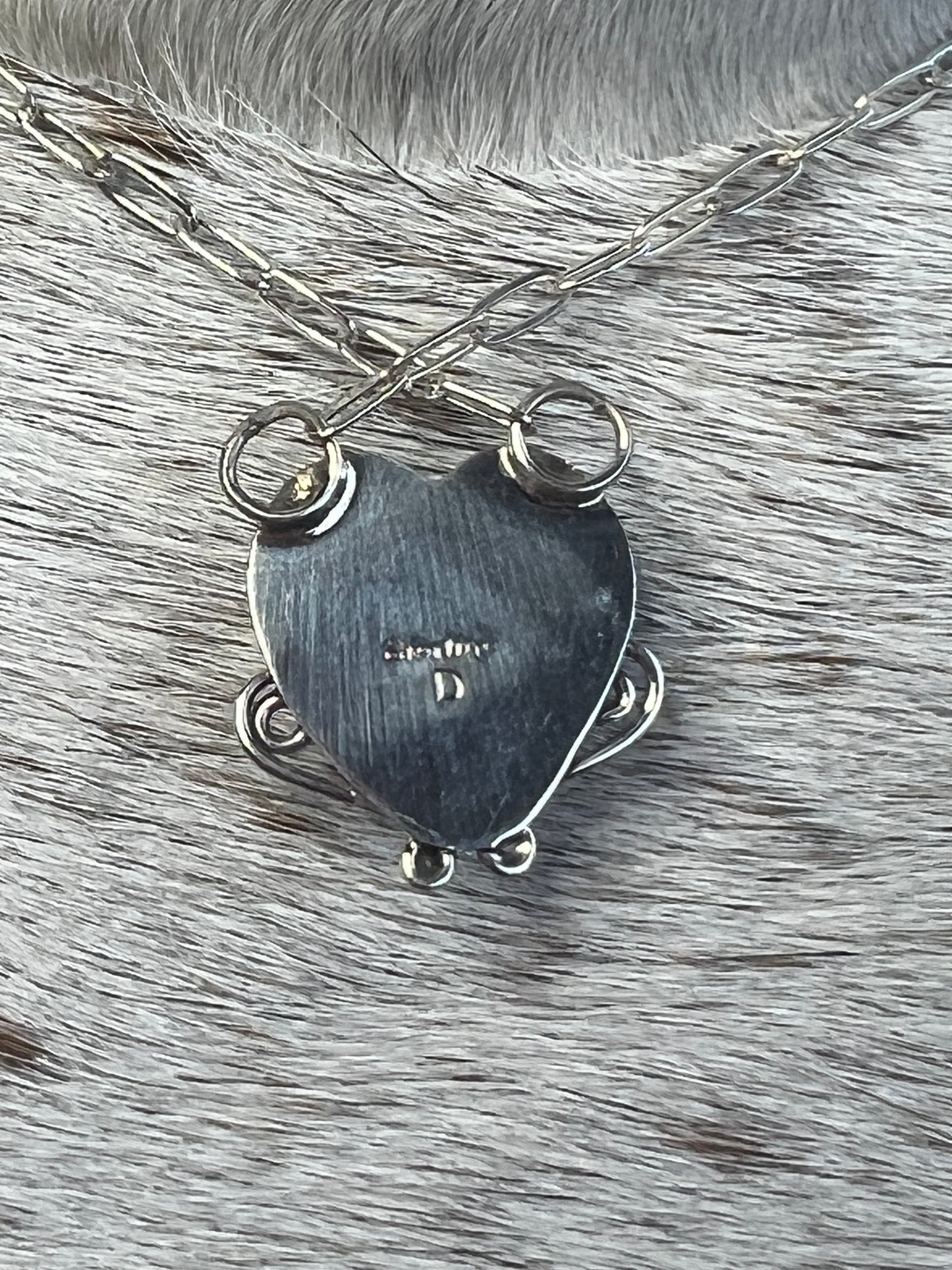 Navajo Sterling Purple Spiny Oyster Heart Pendant Necklace