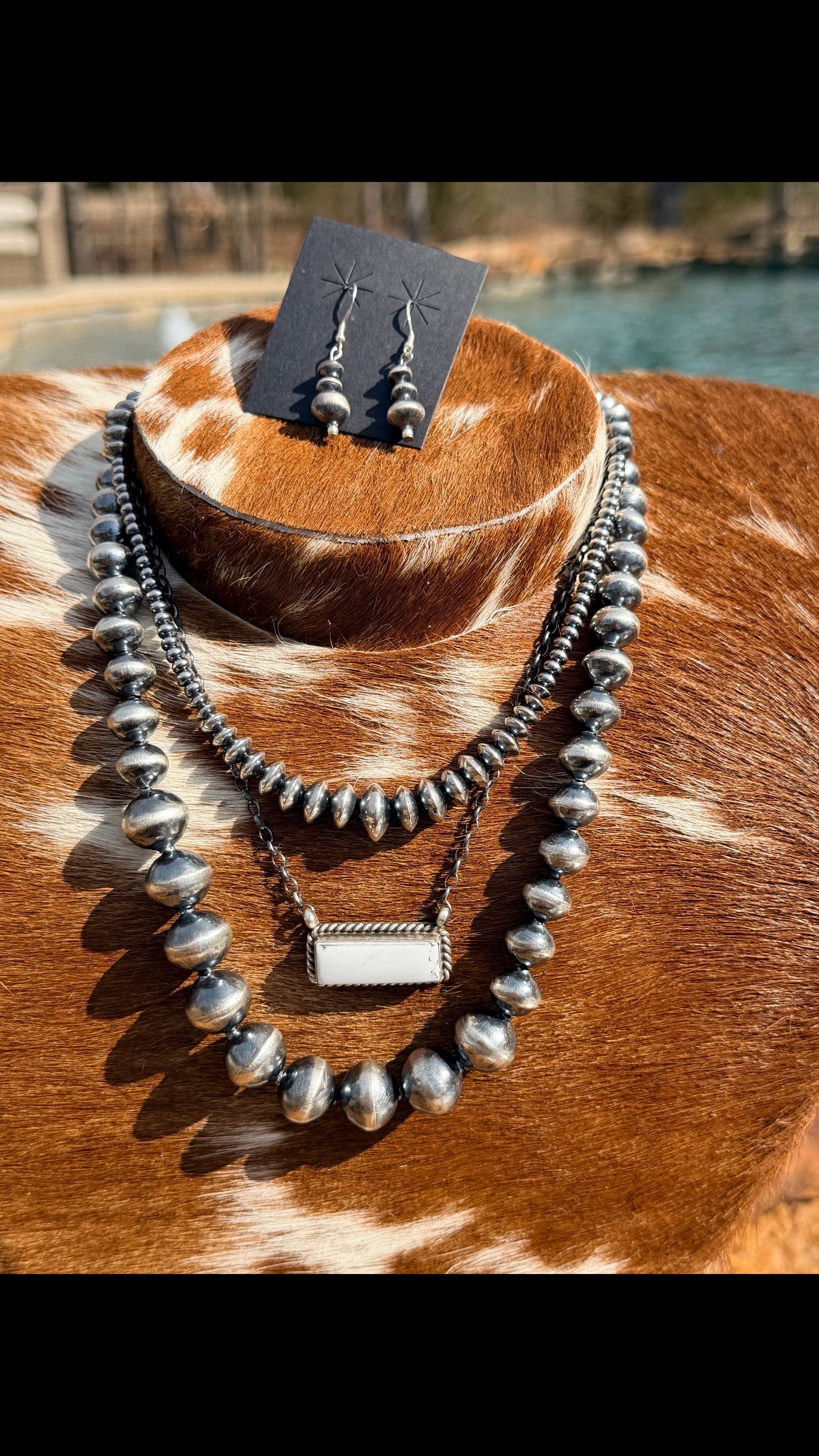 16" 4-12mm Rondelle/Saucer Bead Silver Pearl Necklace