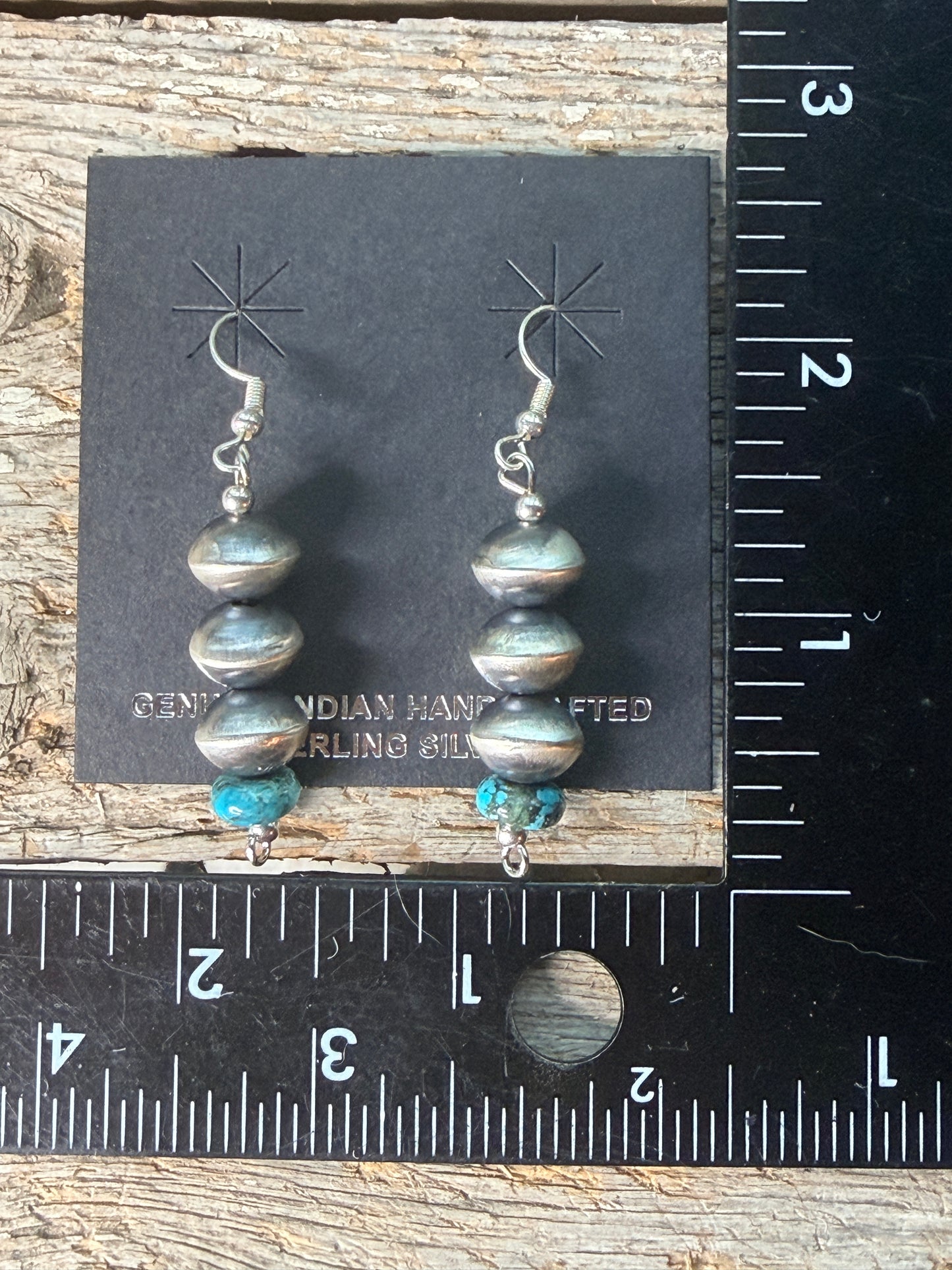 Native Handmade Navajo Sterling Silver with Turquoise stone Handmade Bead Dangle Earrings