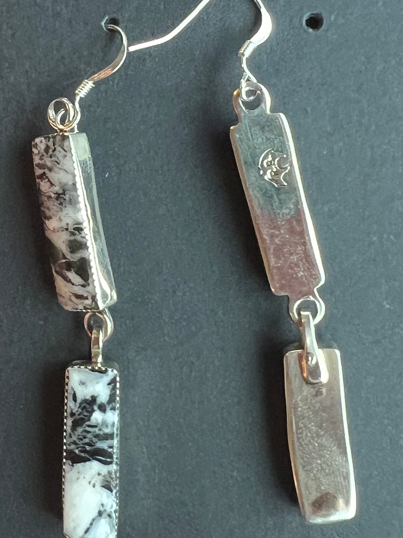 Navajo White Buffalo 2 Stone Earrings