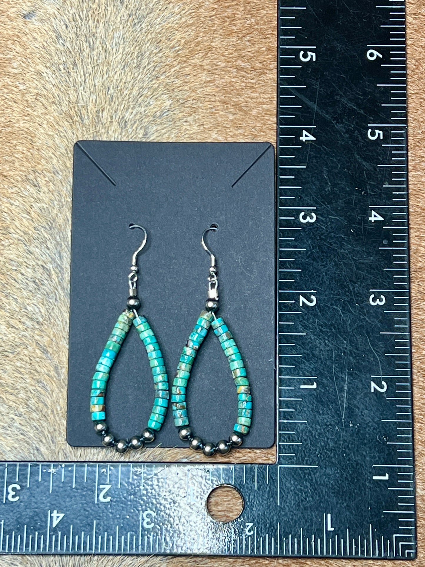 Turquoise Heishi Pearl Loop Earrings