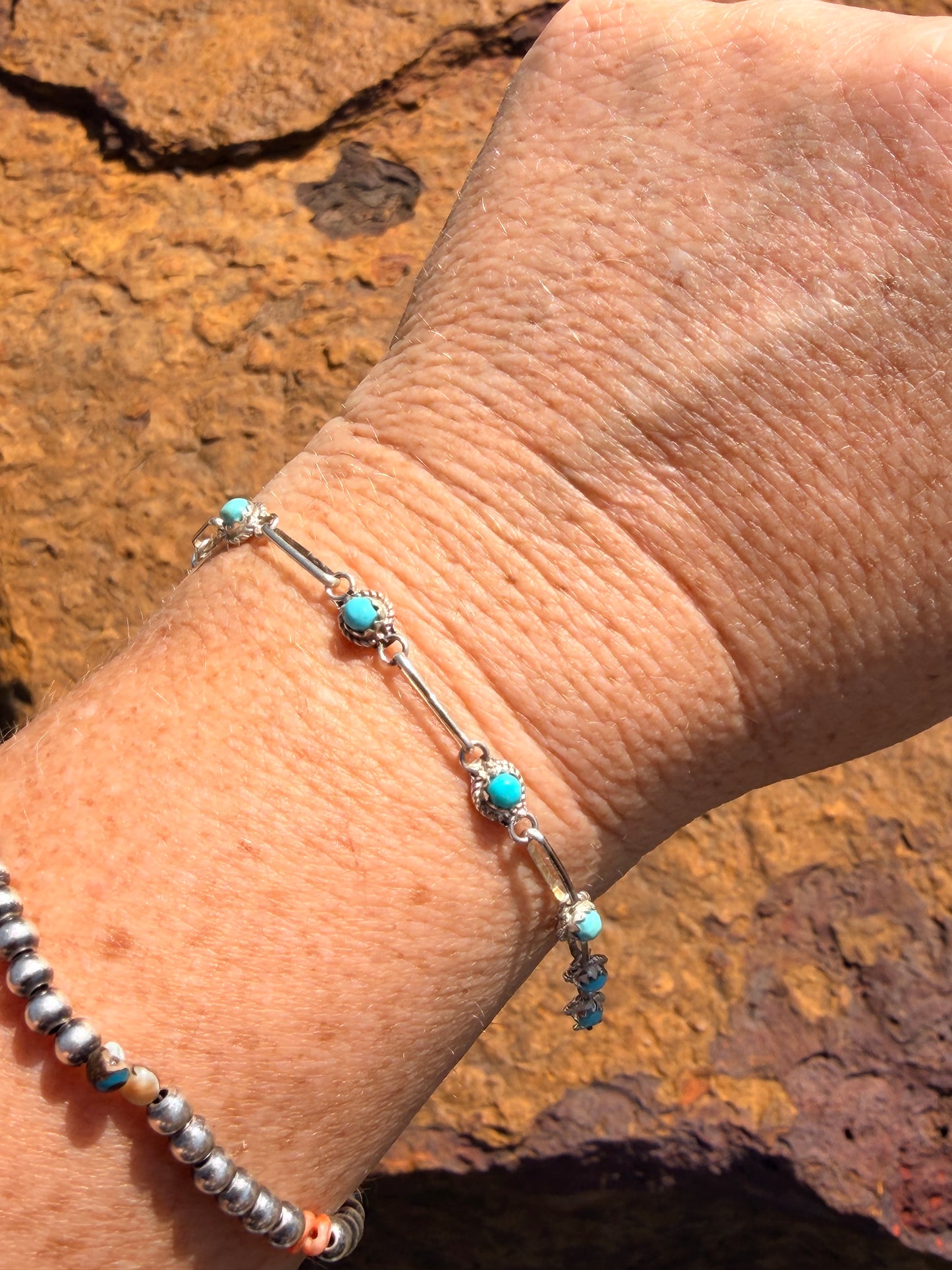 Paperclip Chain 8 Stone Bracelet 7.5” by Rosie Laweka