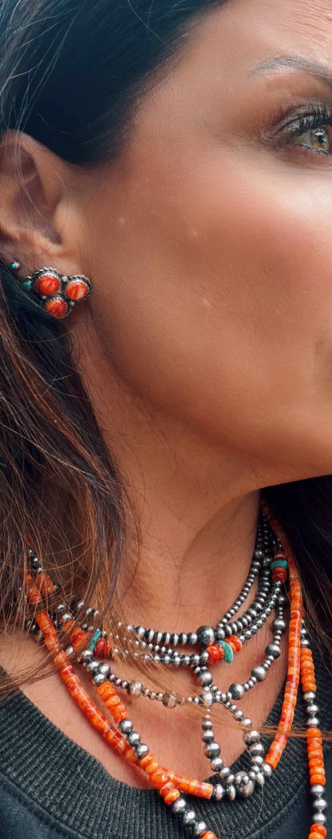 Native Made Orange Spiny Cluster Studs