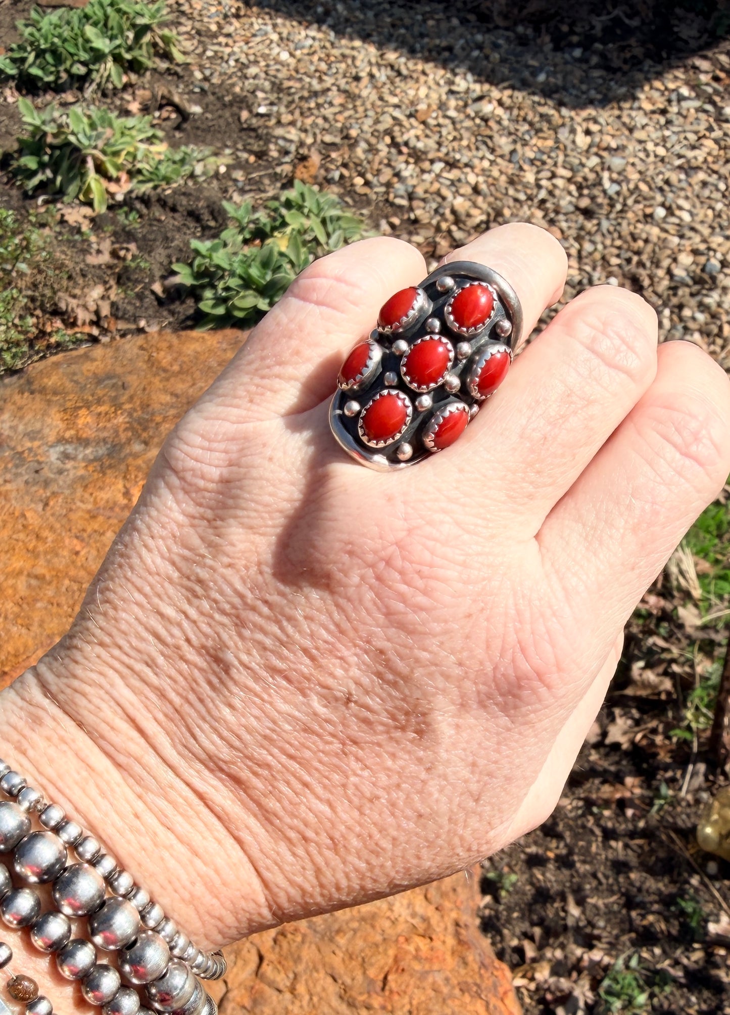 Red Coral Mediterranean Ring Size 6