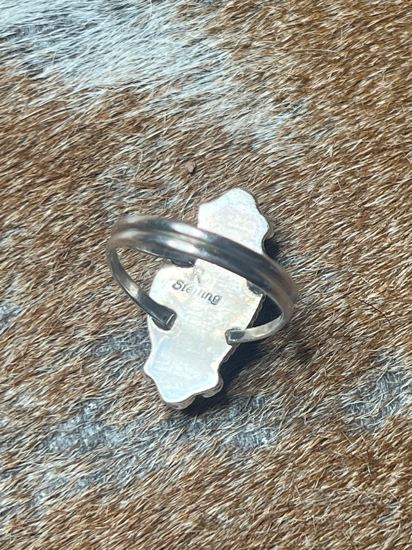 Navajo Sonoran Gold Ring with Starburst size 8.5