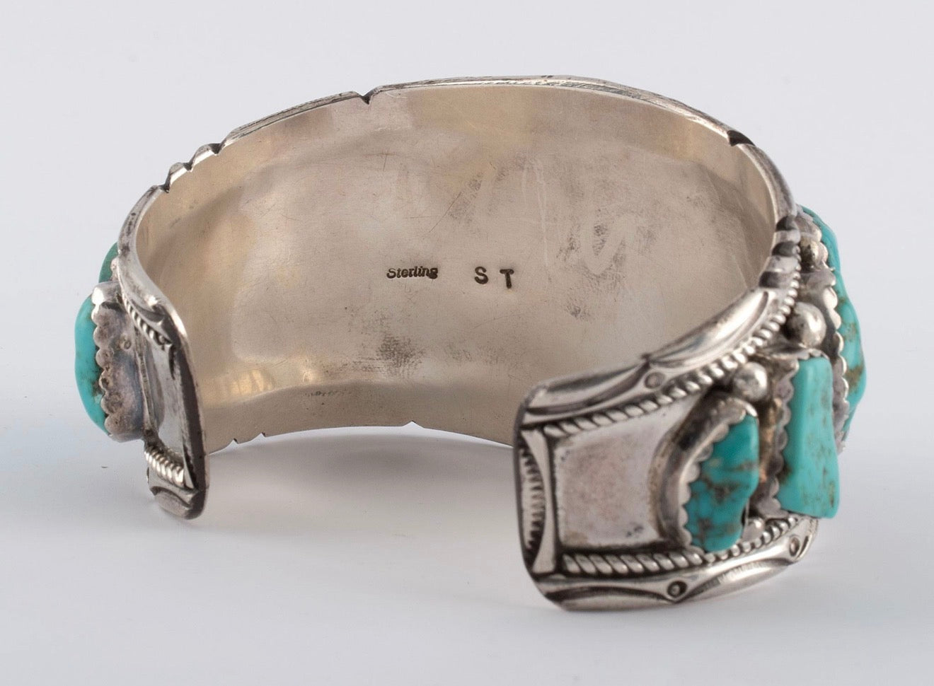 Native American Sterling Silver and Rough Turquoise Nugget Cuff Bracelet
