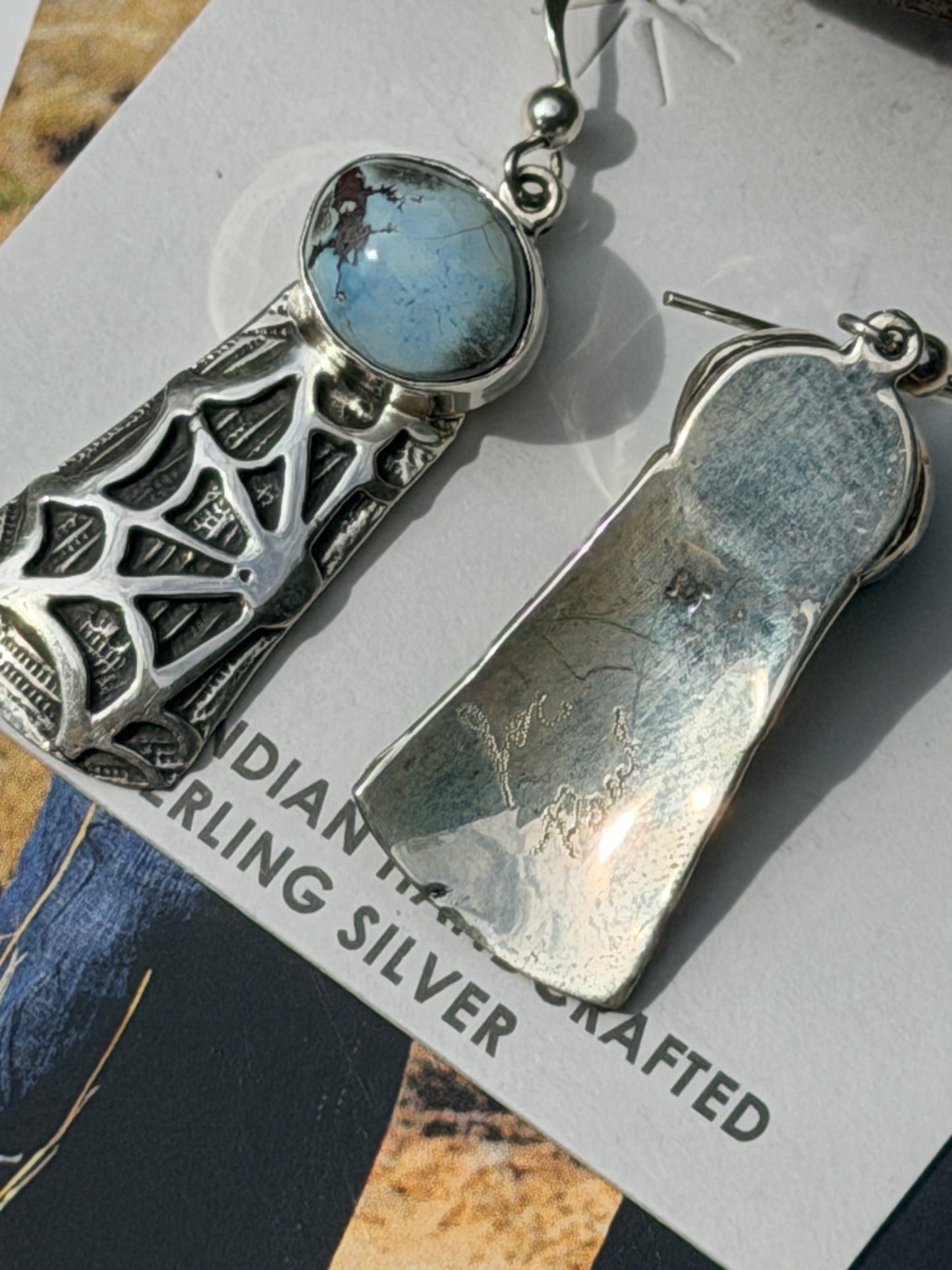 Golden Hills Turquoise Spiderweb Earrings by Joe Paul