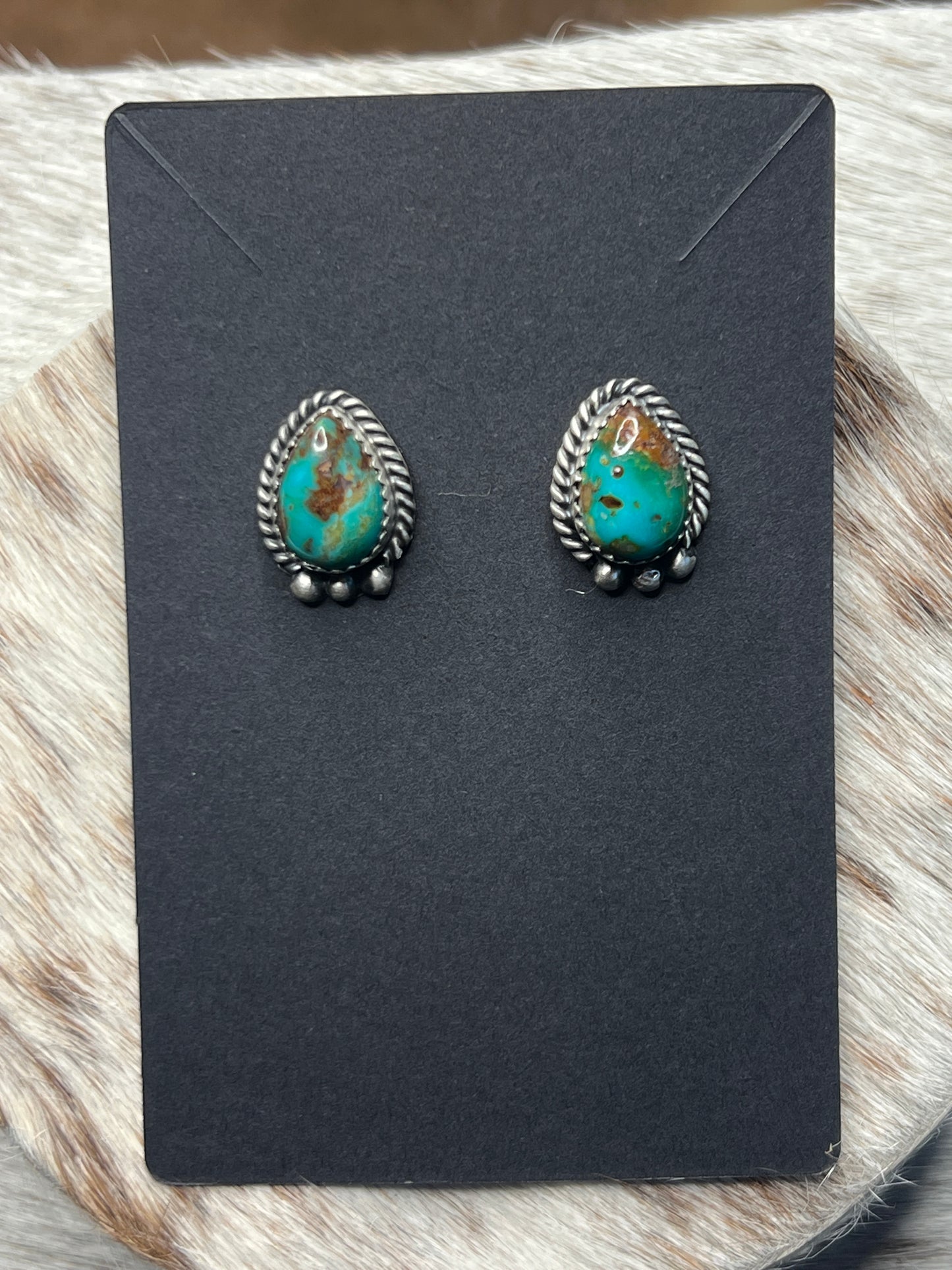 Navajo Sterling Silver Sonoran Turquoise Post Earring's By Freda Martinez.