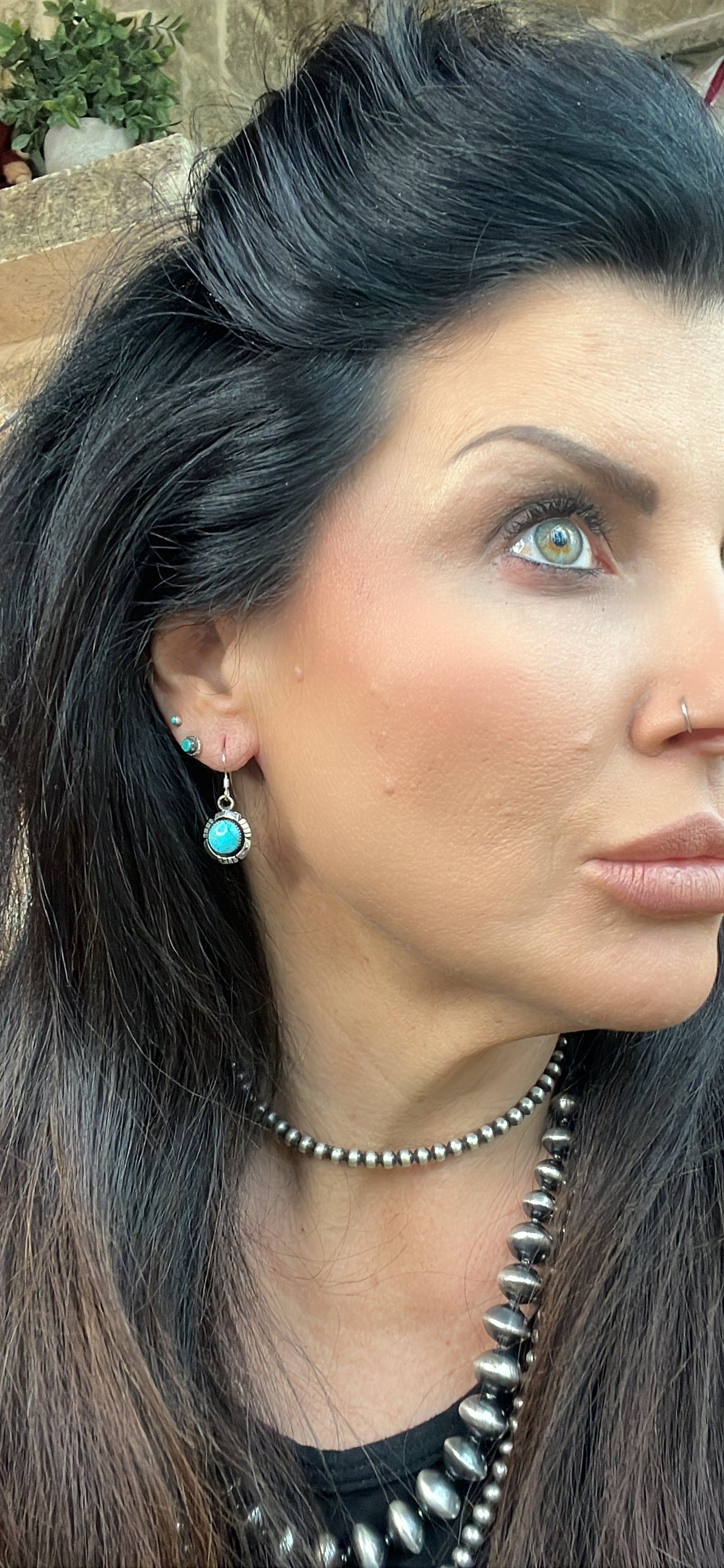 HANDCRAFTED TURQUOISE AND STERLING SILVER DANGLE EARRINGS