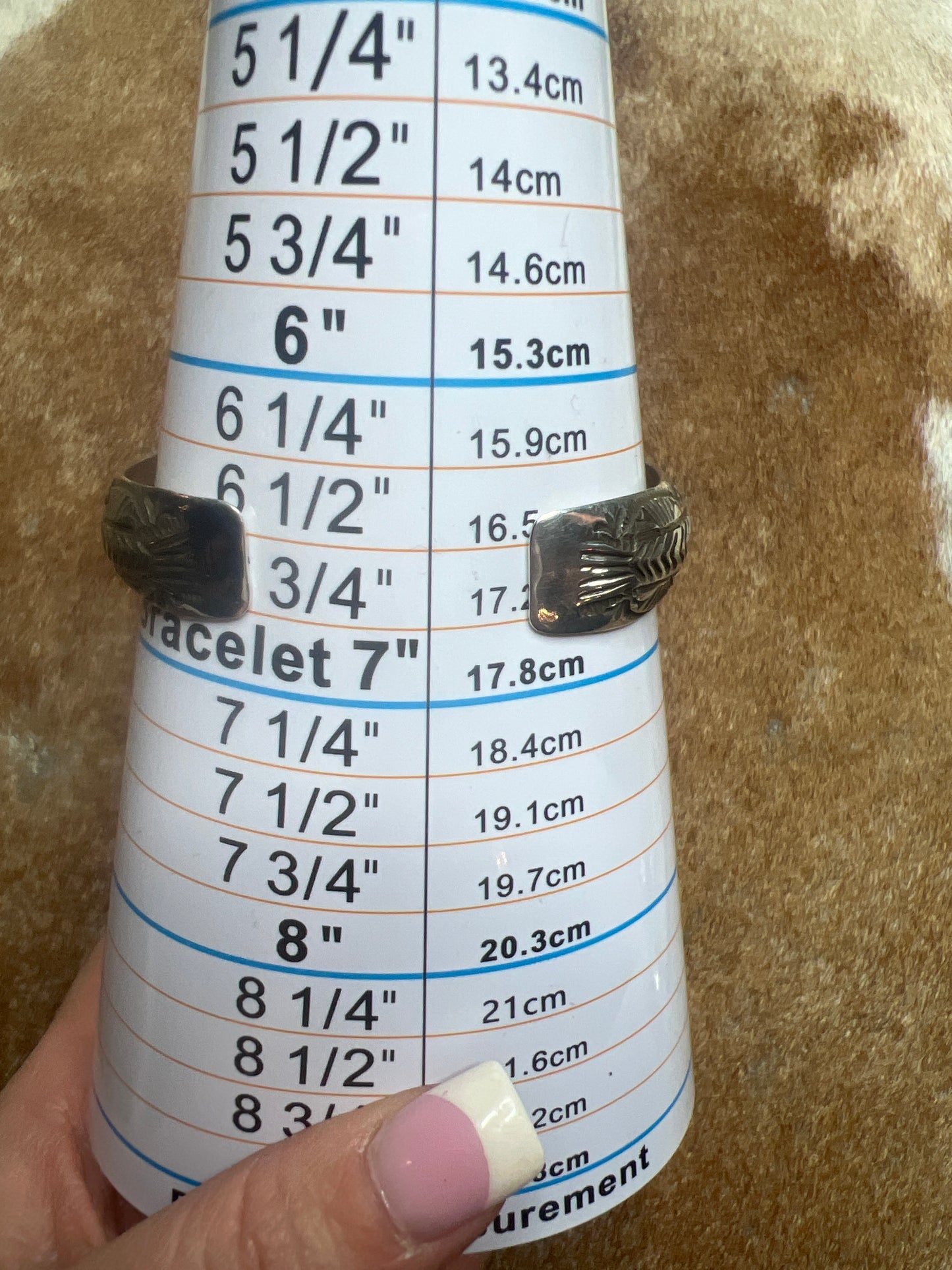 9 Stone Turquoise Hand Stamped Cuff