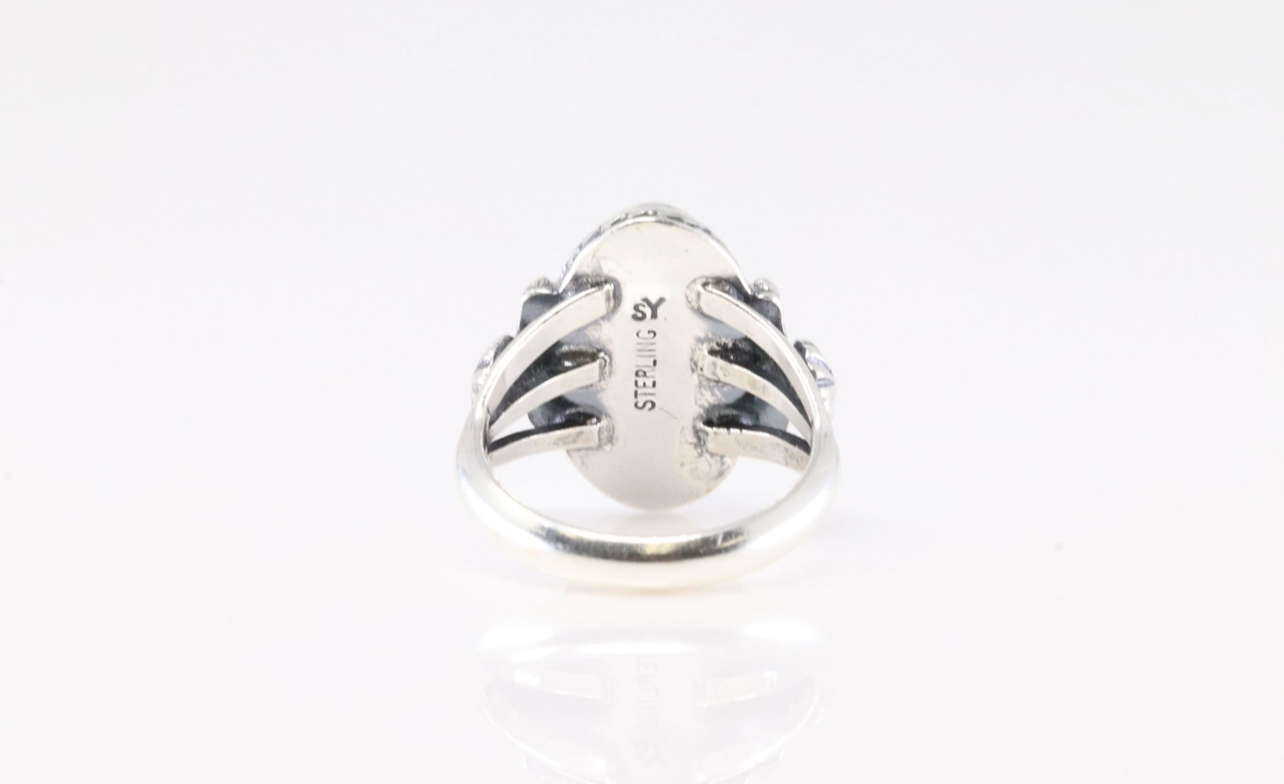 Size 5.5 Blue Kingman Turquoise Sterling Silver Ring Samuel Yellowhair Navajo