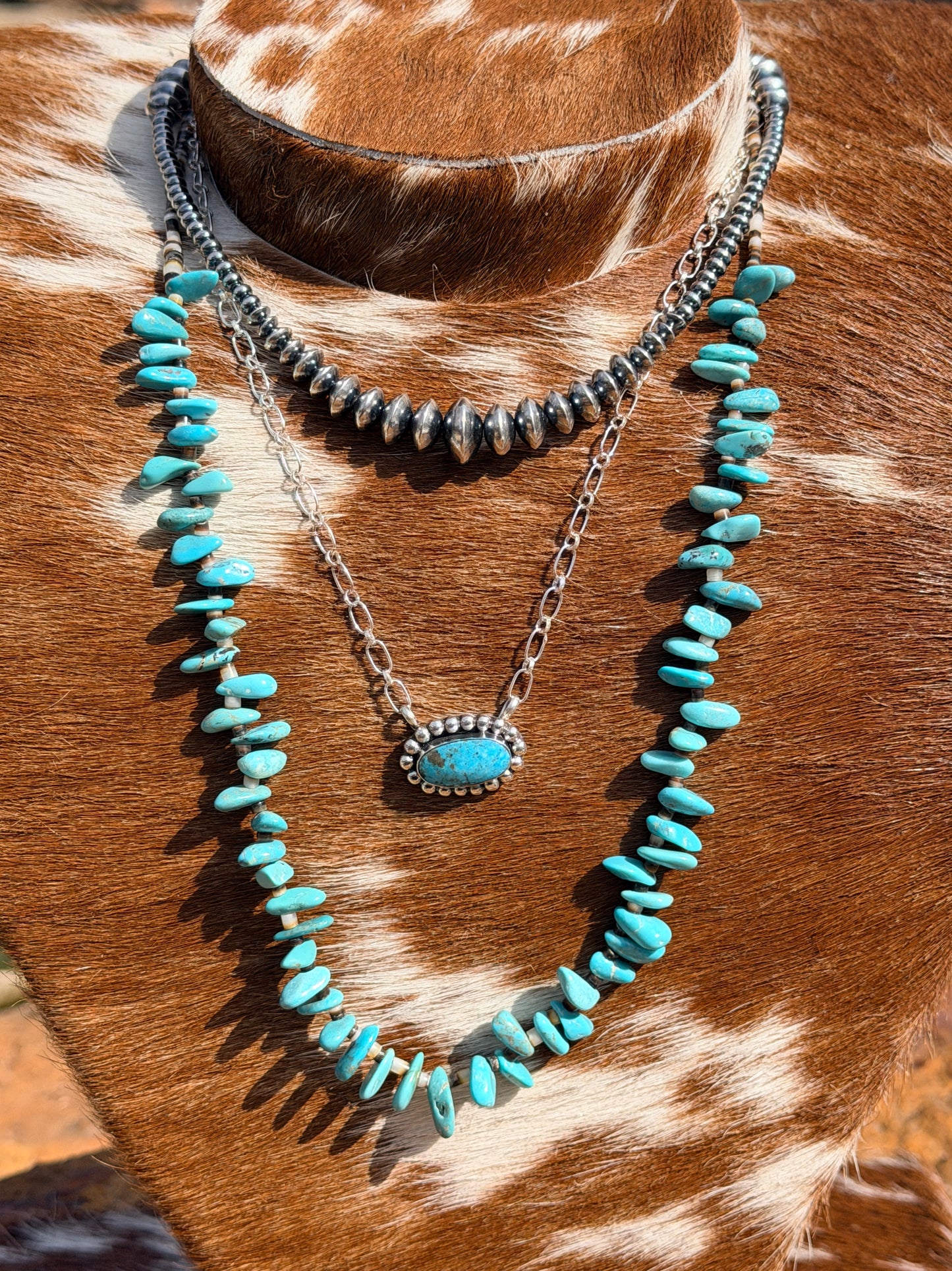 Authentic Native America Sterling Silver Turquoise Necklace By Sadie Jim