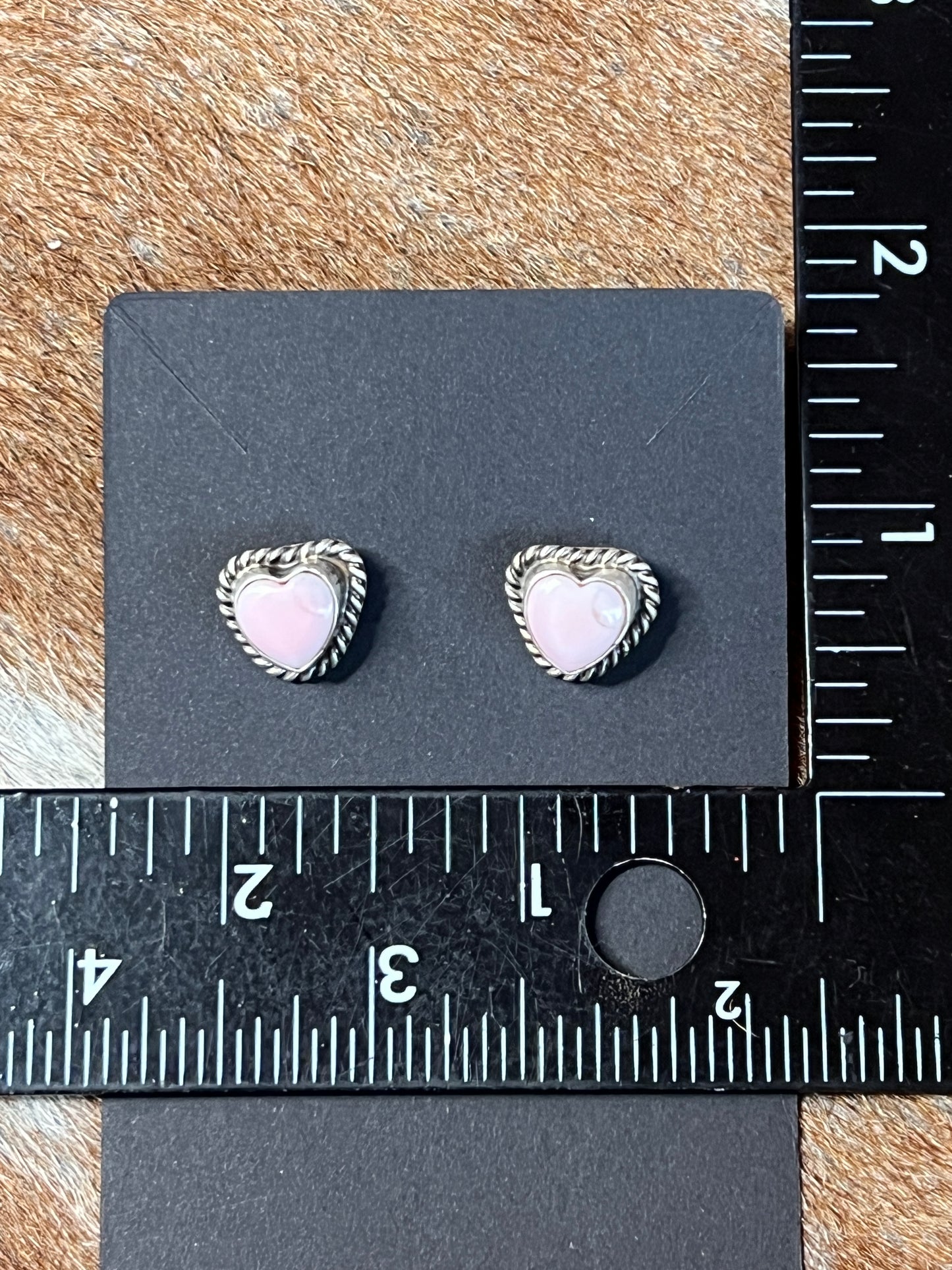 Pink Conch Heart Studs