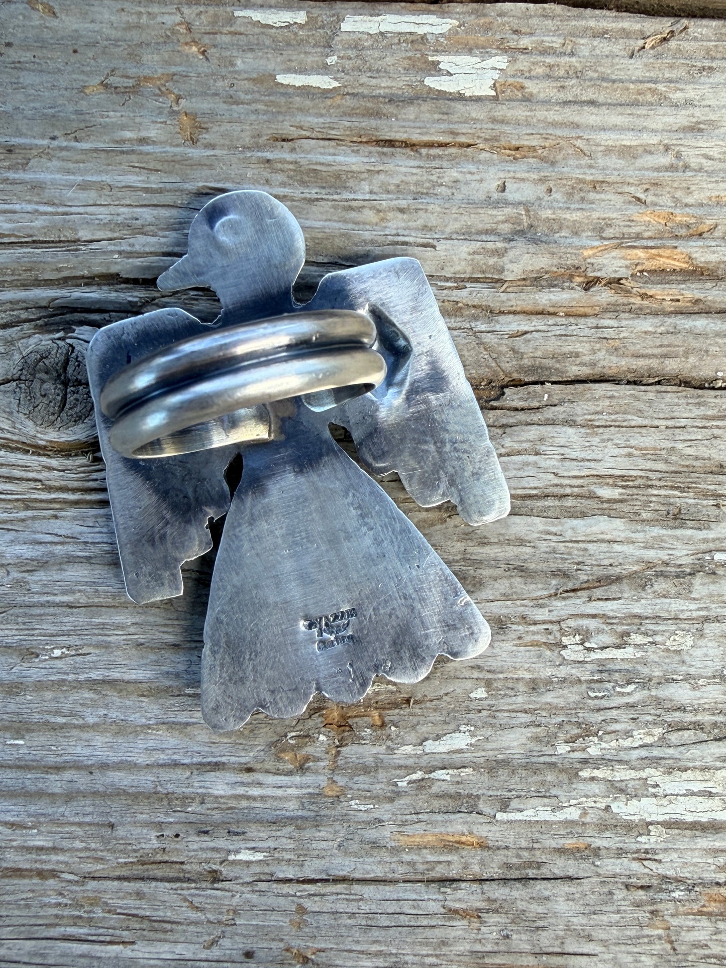 Turquoise Thunderbird Adjustable Ring by Gabriella Yazzie