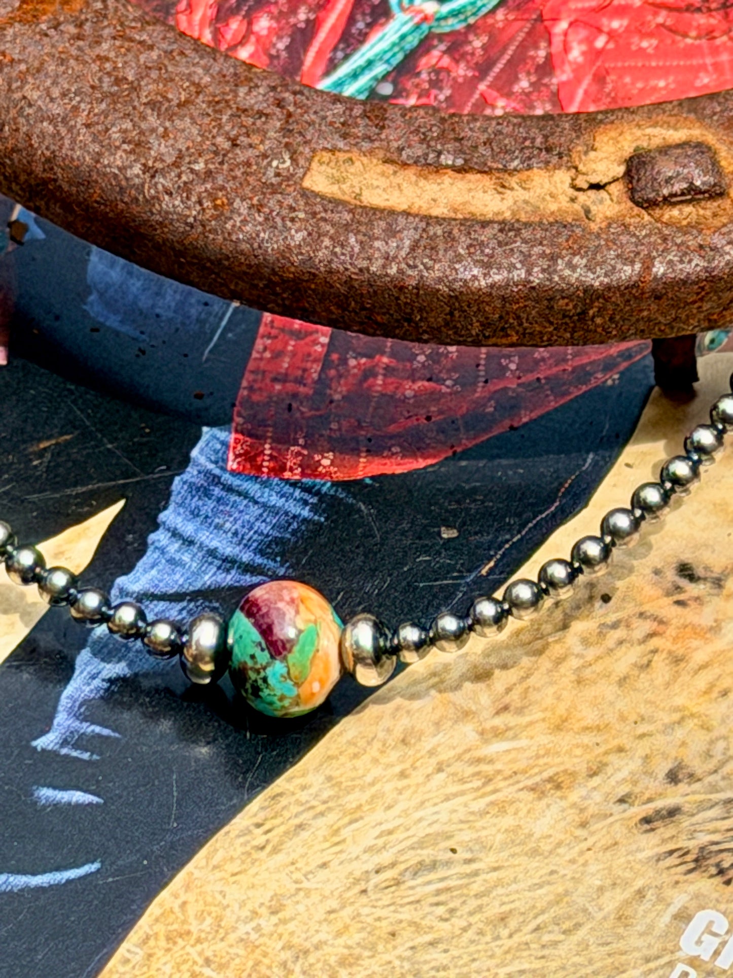 Sterling Silver Pearl & Mojave Bead Necklace