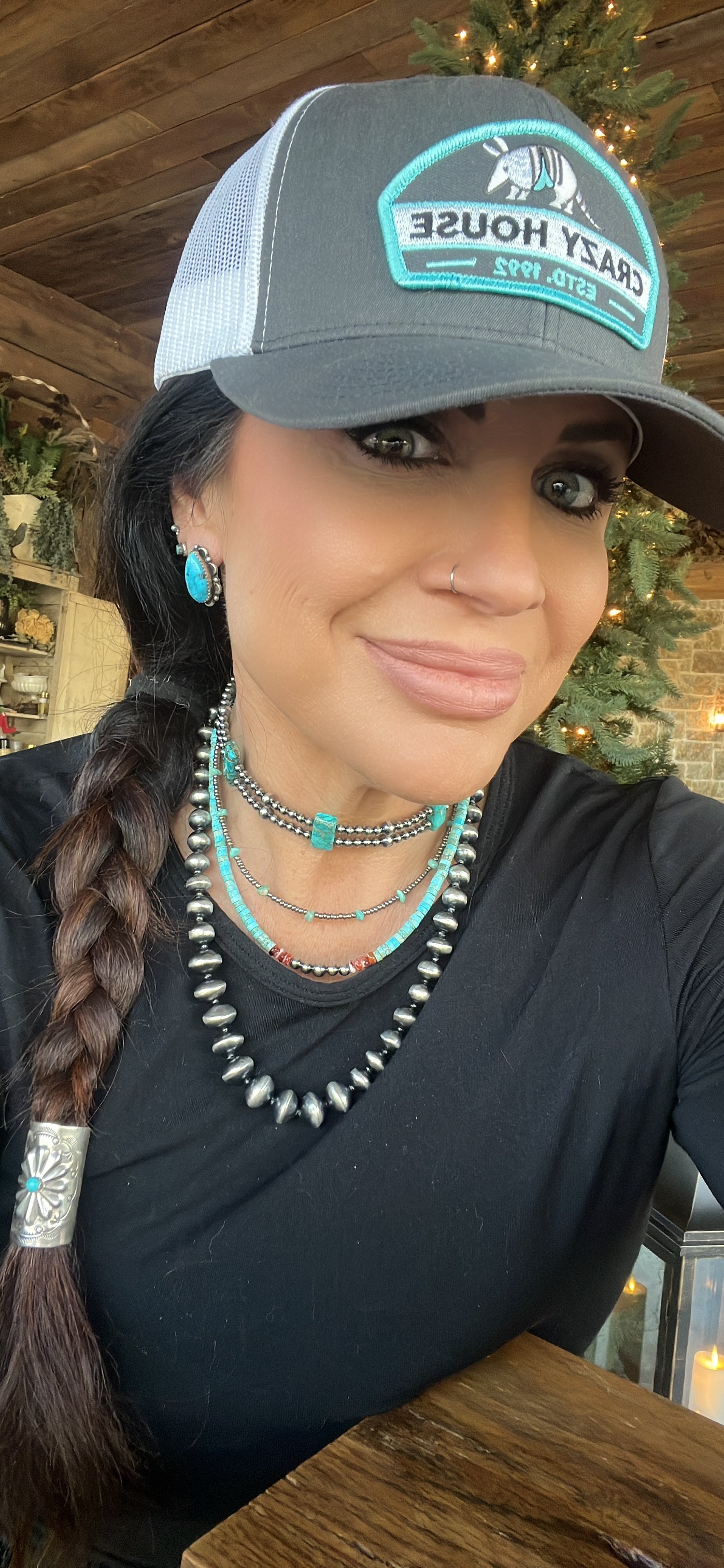 Concho and Turquoise Hand Stamped Braid Keepers