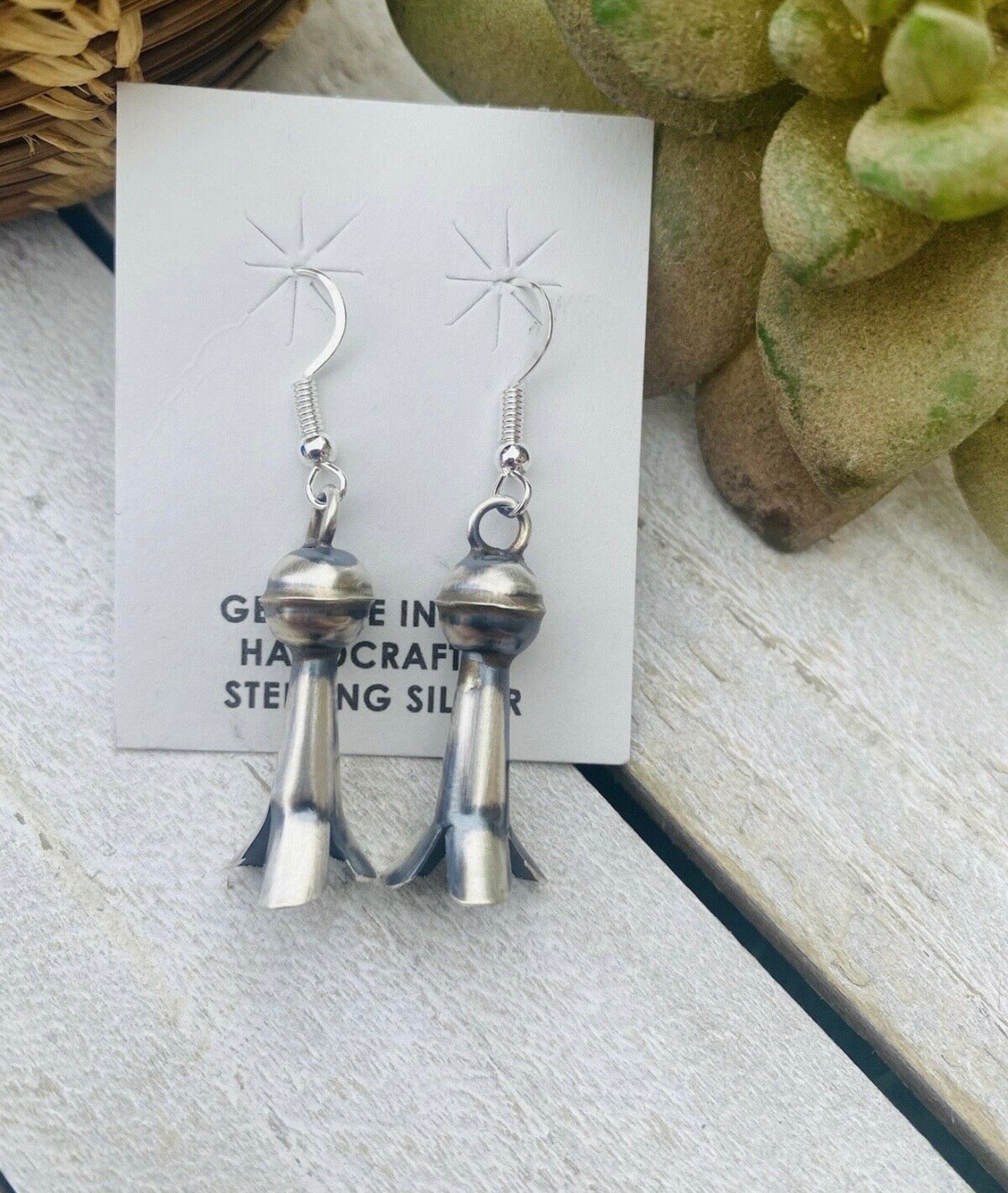 HANDCRAFTED STERLING SILVER BLOSSOM DANGLE EARRINGS