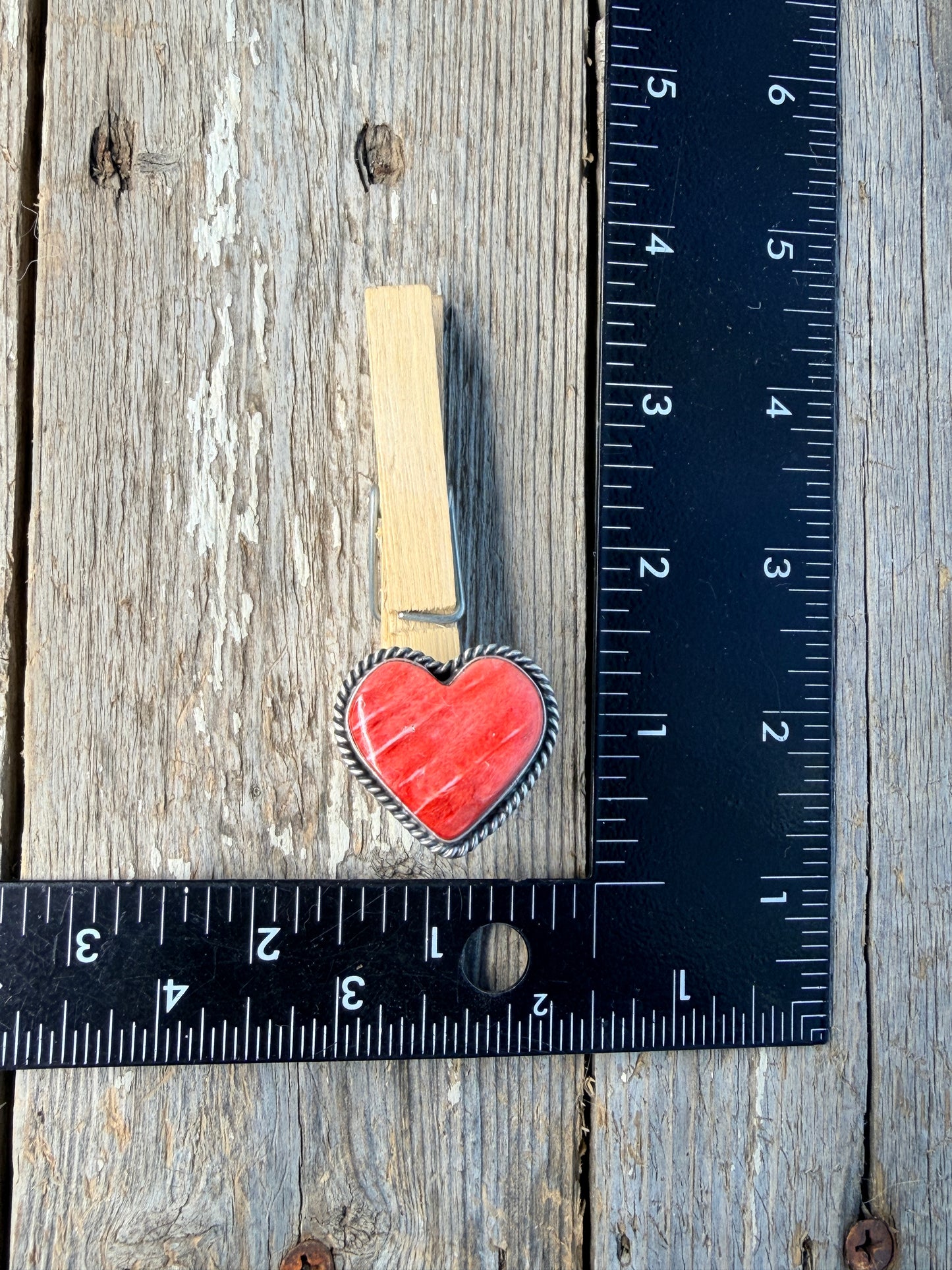 Native Made Orange Spiny Large Heart Adjustable Ring by Dixon