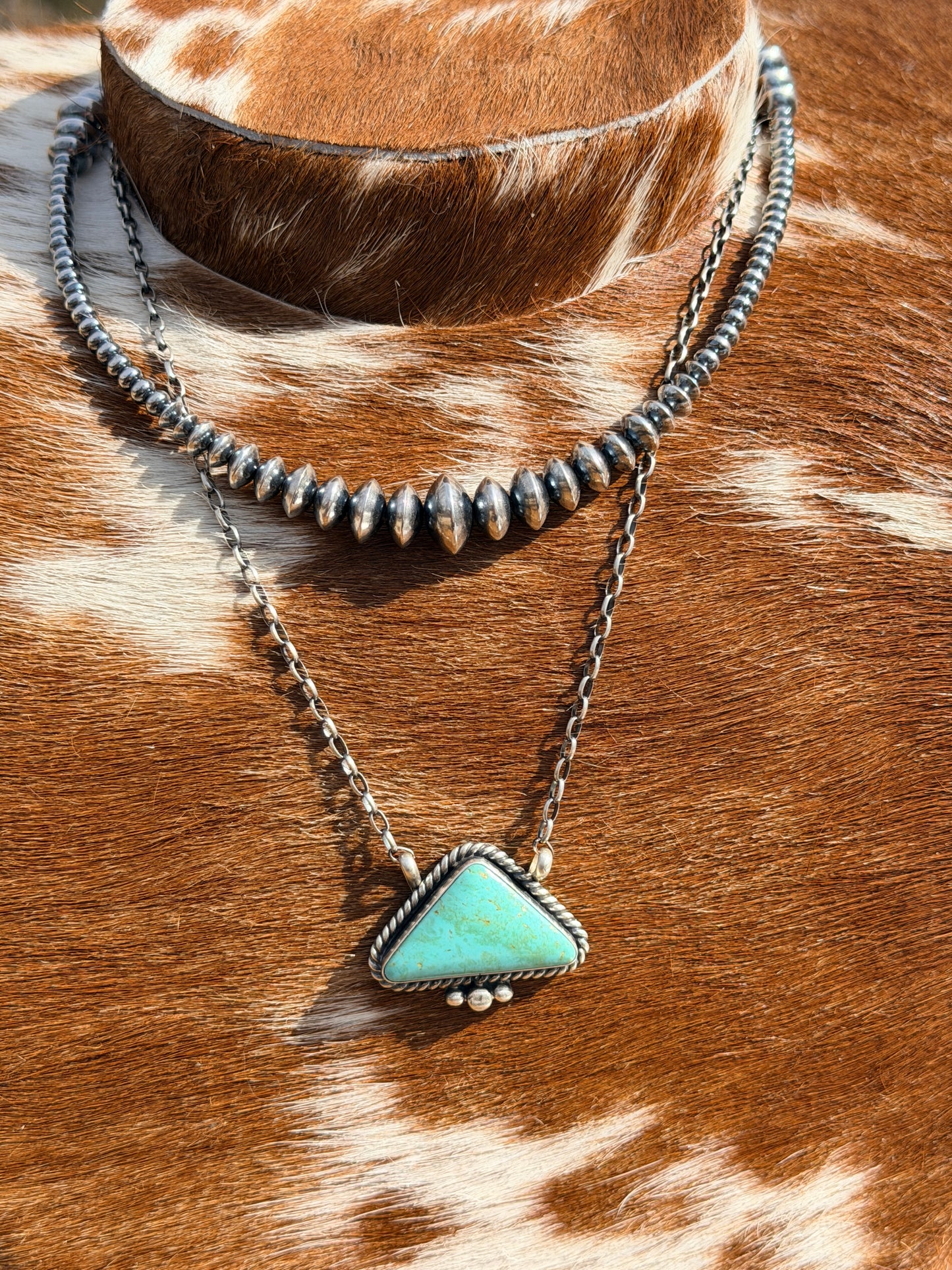 Authentic Augustine Largo Turquoise & Sterling Silver Cluster Necklace