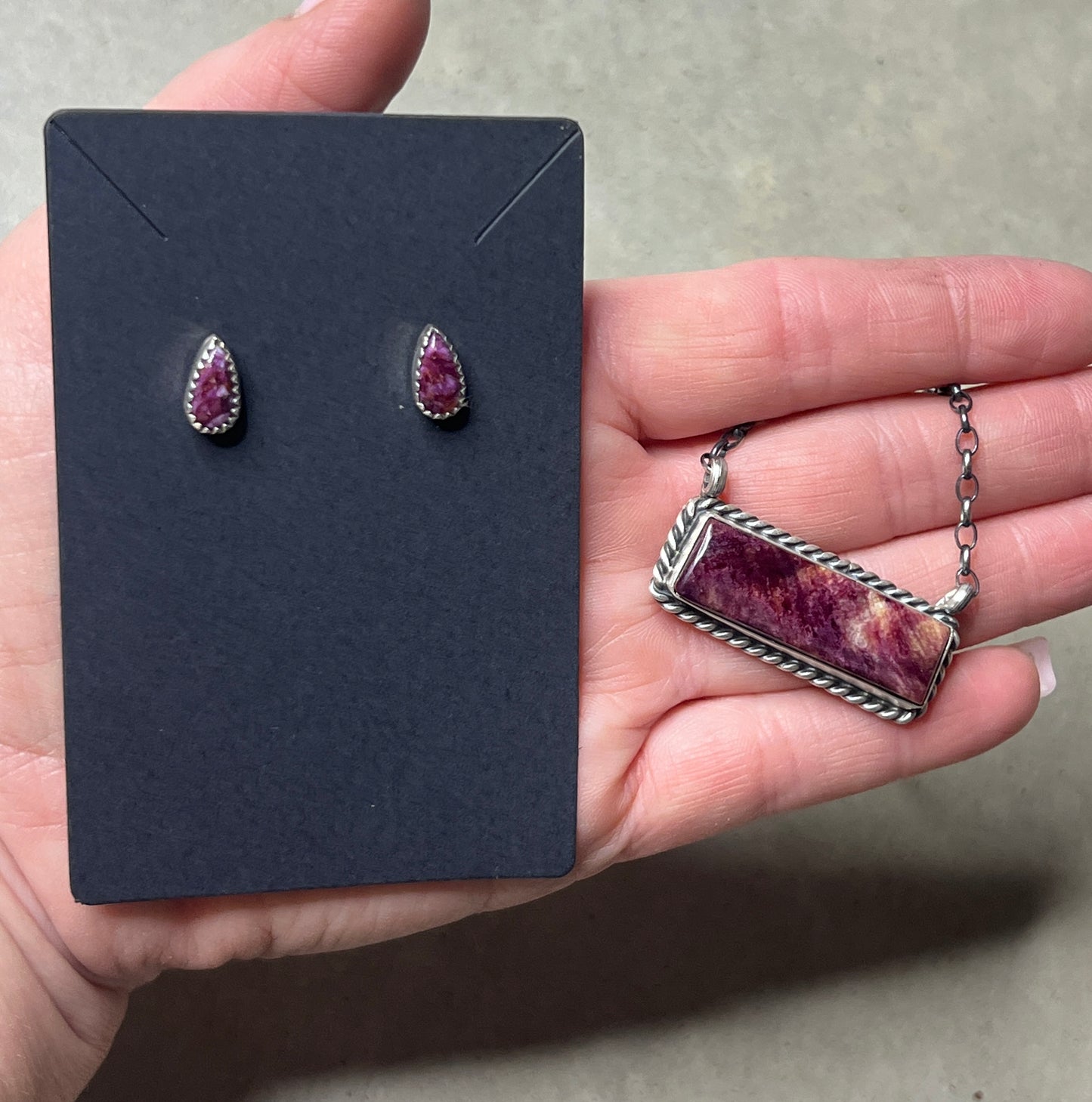 Purple Spiny Oyster Navajo Studs