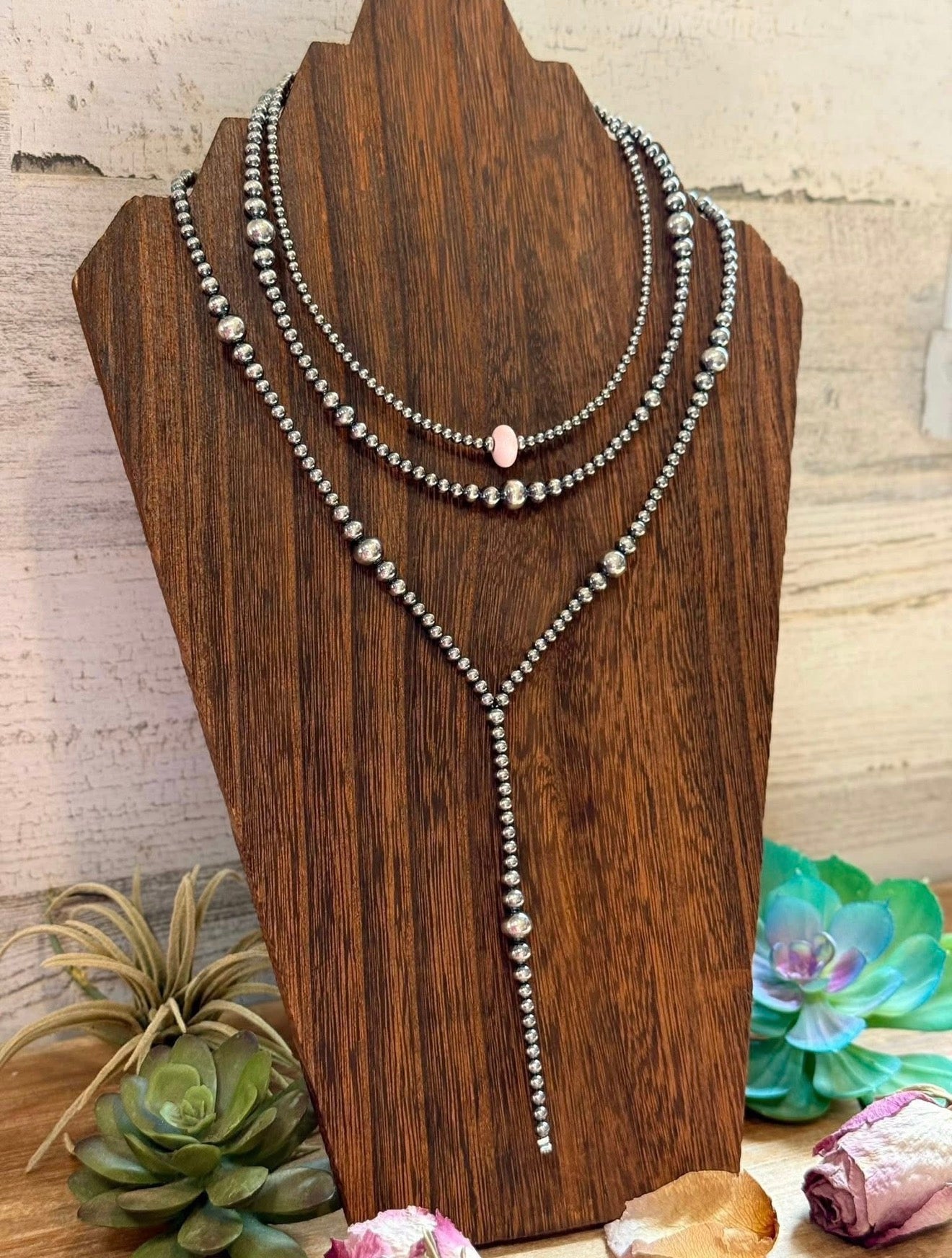 Sterling Silver Pink Conch Saucer Necklace