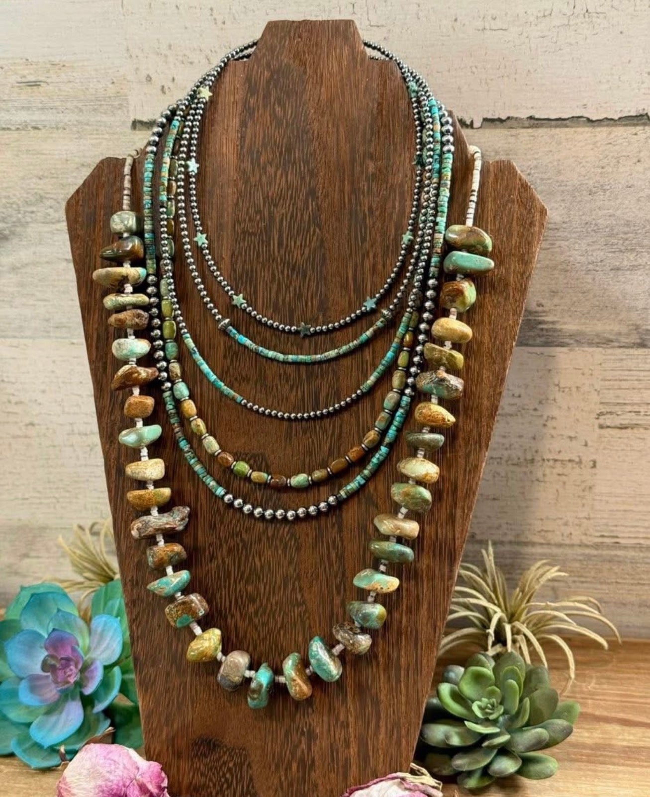Turquoise Tube Necklace – Sterling Silver & Hematite