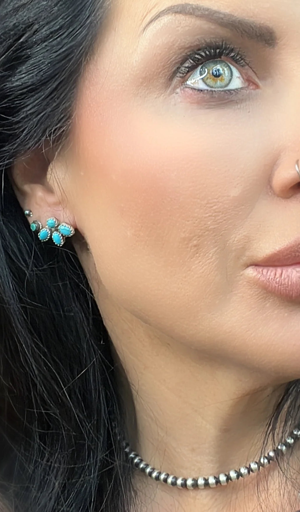 Native made Turquoise Cluster Post Earrings