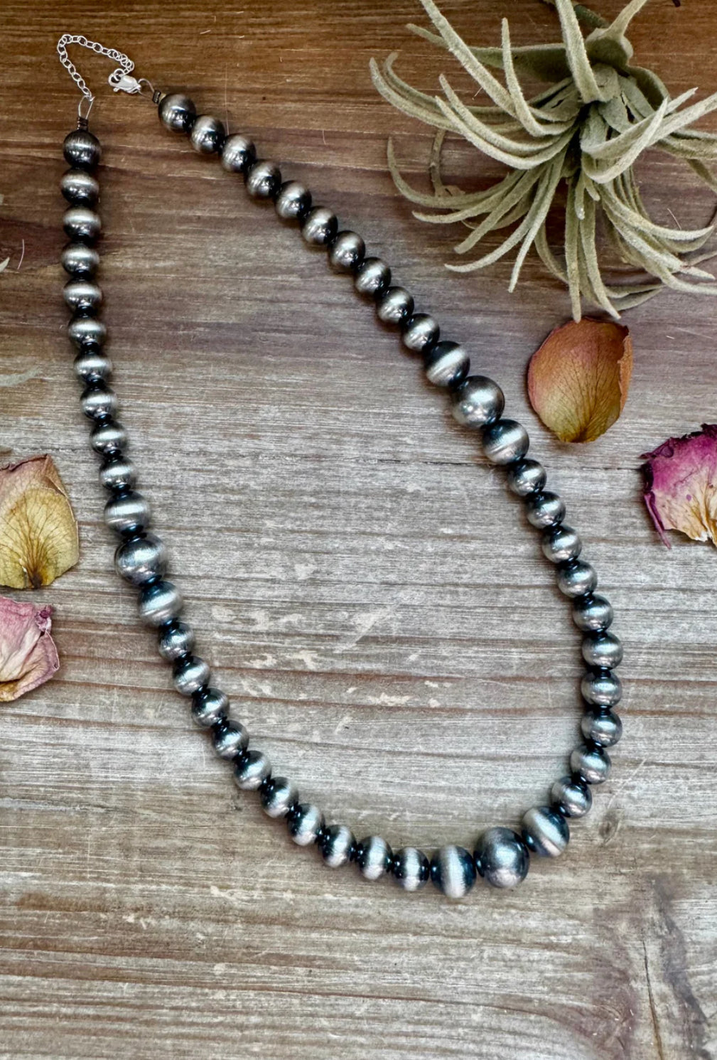 20 1/2 inch Graduated 10 to 14 mm Sterling Silver Pearls Necklace