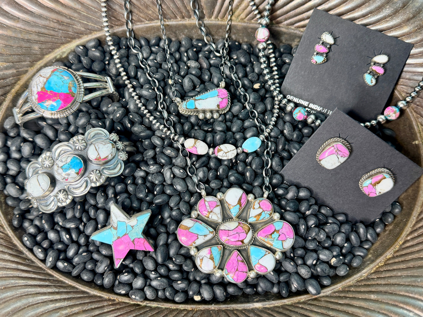 Sterling Silver Pearls with Cotton Candy Stones Necklace