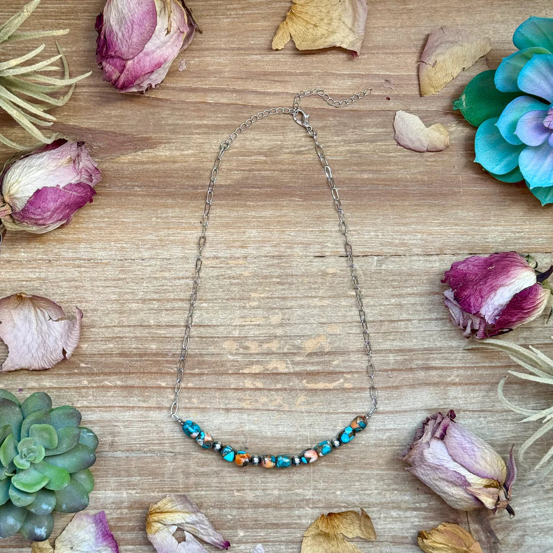 Turquoise & Spiny Oyster Pearl Necklace