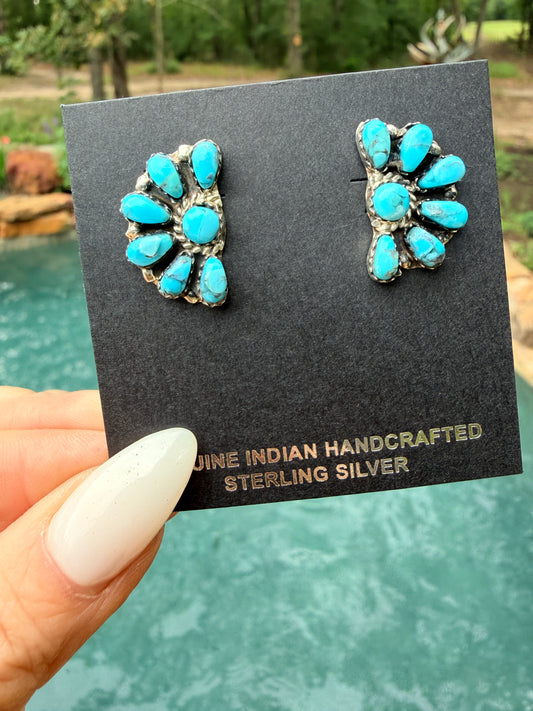 Native Made Turquoise Cluster Post Earrings by Julianna Williams
