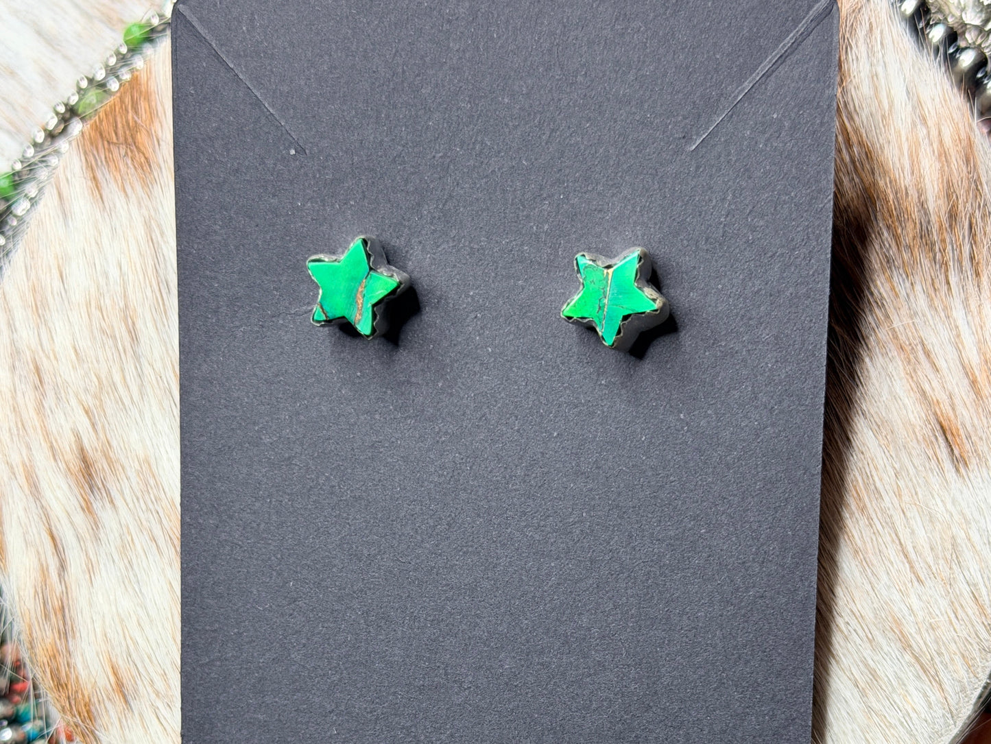 HANDMADE STERLING SILVER MULTI STONE POST STAR STUDS