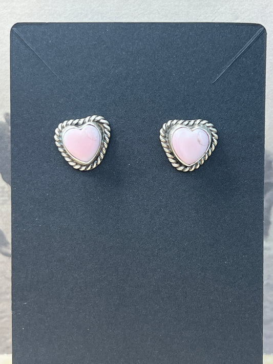 Pink Conch Heart Studs