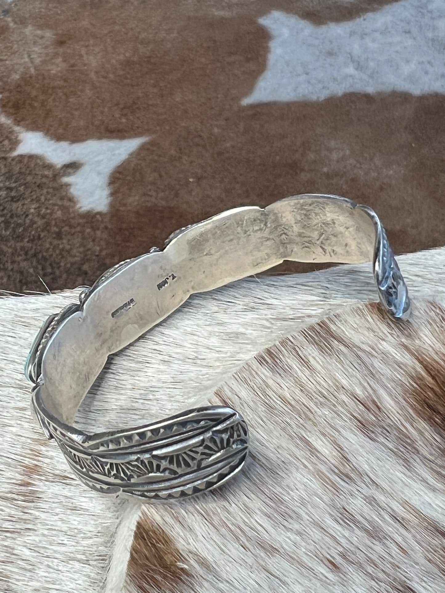 Authentic Native American Blue Ridge  Turquoise Cuff by Tillie Jon