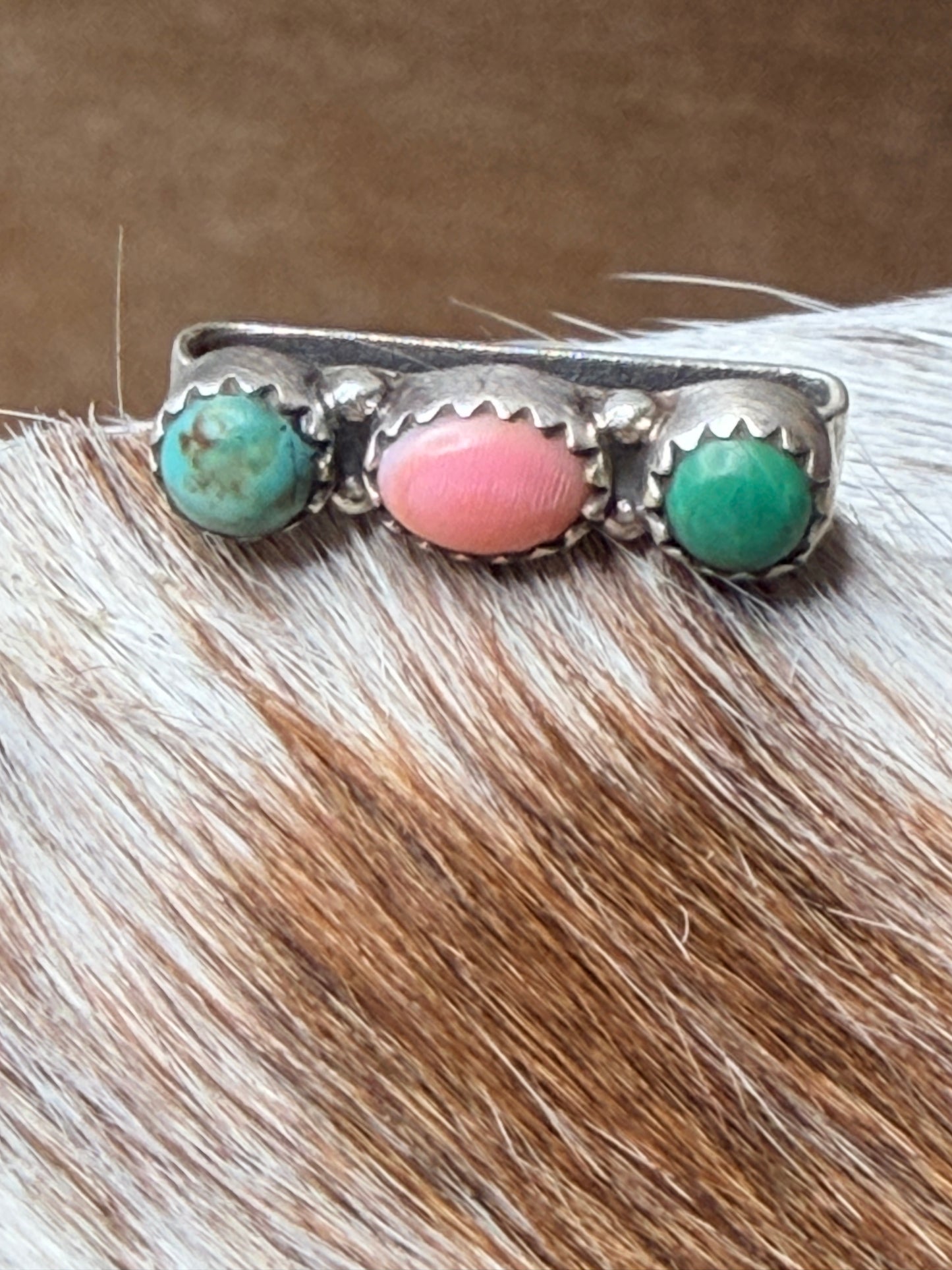 HANDMADE STERLING SILVER TURQUOISE & PINK CONCH WATCH CHARM