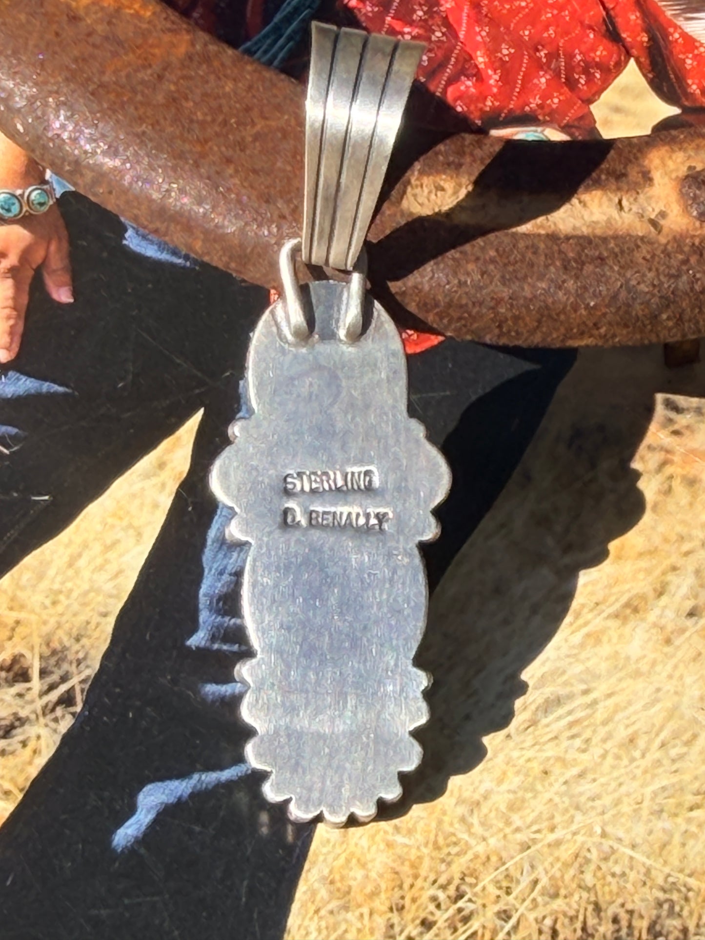 High Grade Natural Kingman Iron Mine Turquoise Pendant by Daniel Benally