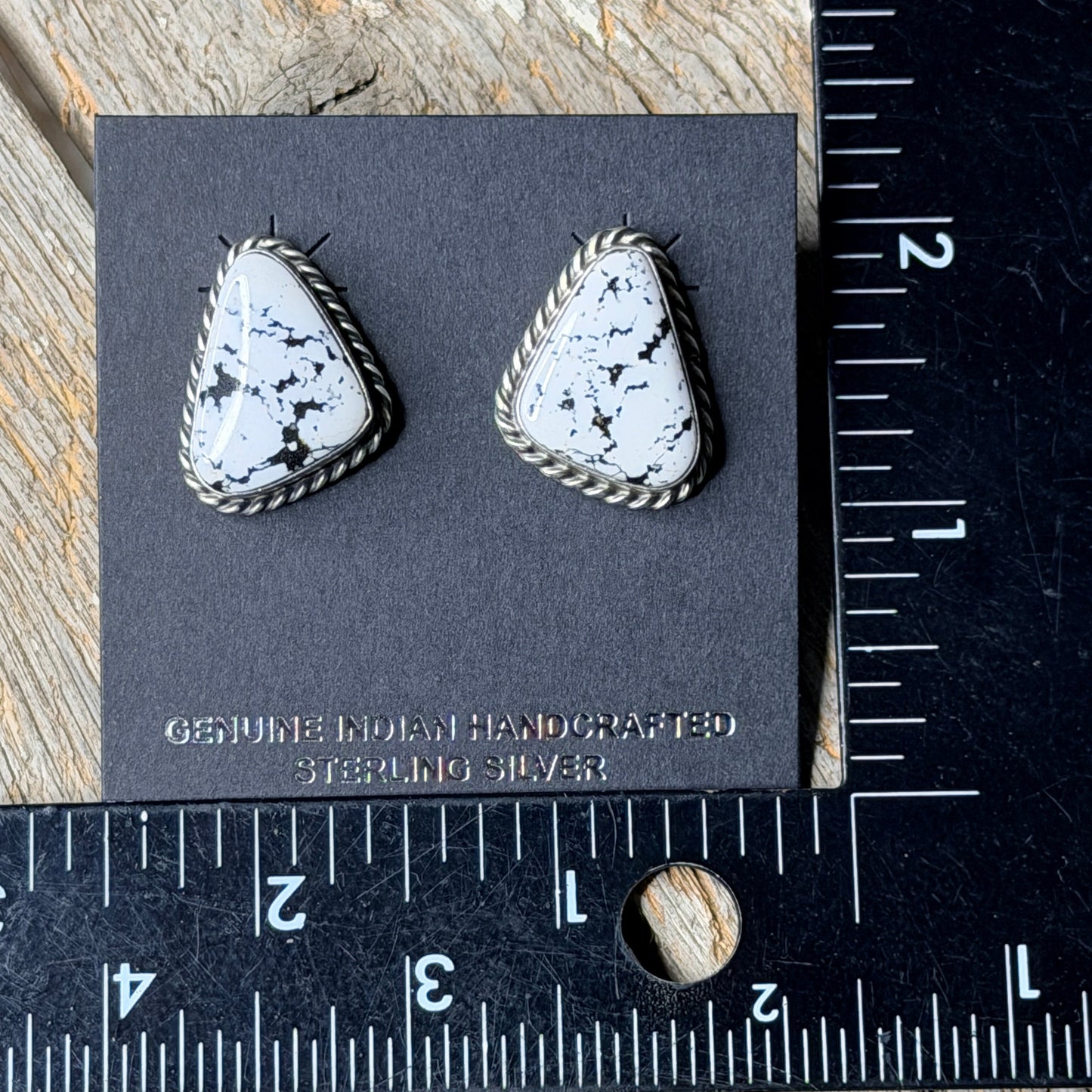 Authentic Native American White Buffalo Stone Post Earring's By C.Belone