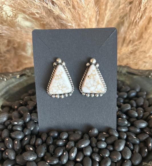 Wild Horse Studs with Rope Border and Sterling Silver Beading