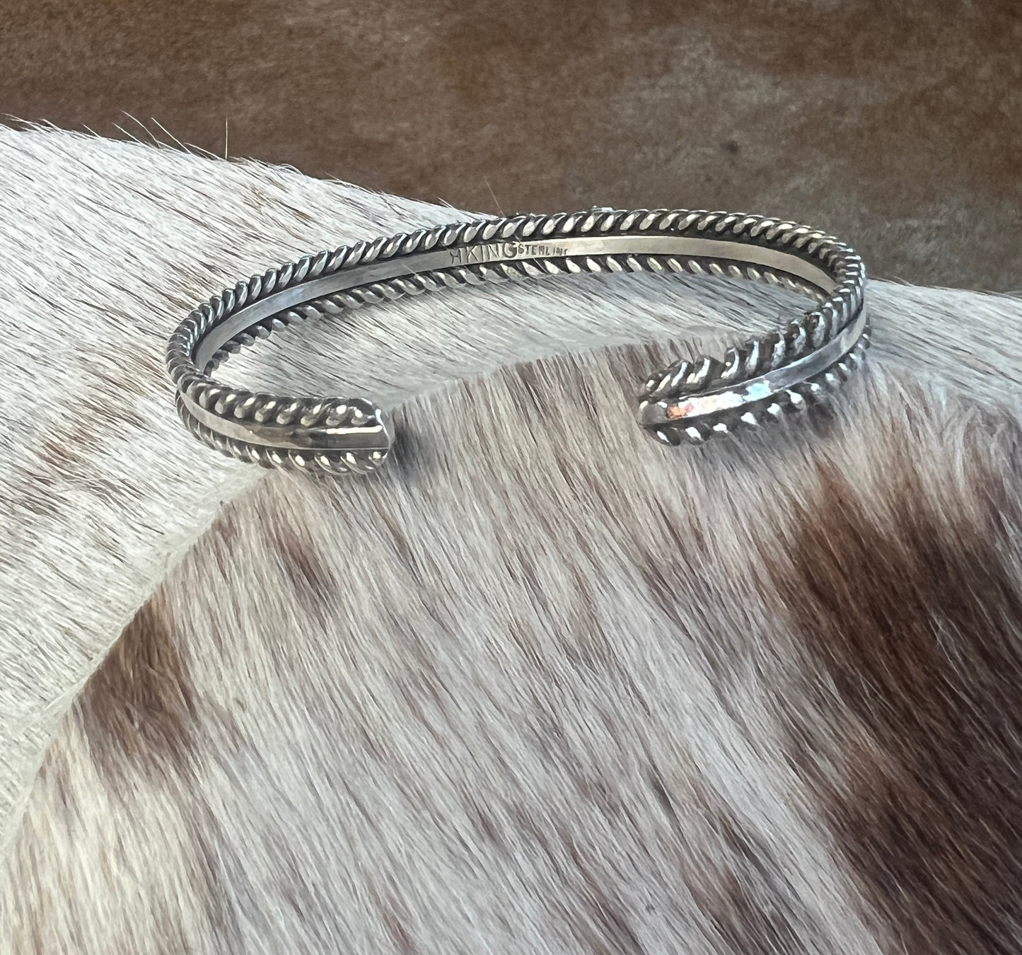 3 Stone Turquoise Cuff with Rope Design