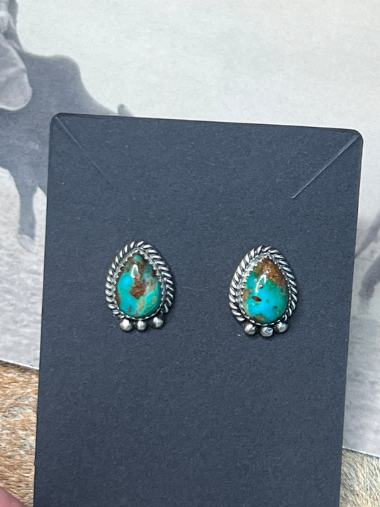 Navajo Sterling Silver Sonoran Turquoise Post Earring's By Freda Martinez.