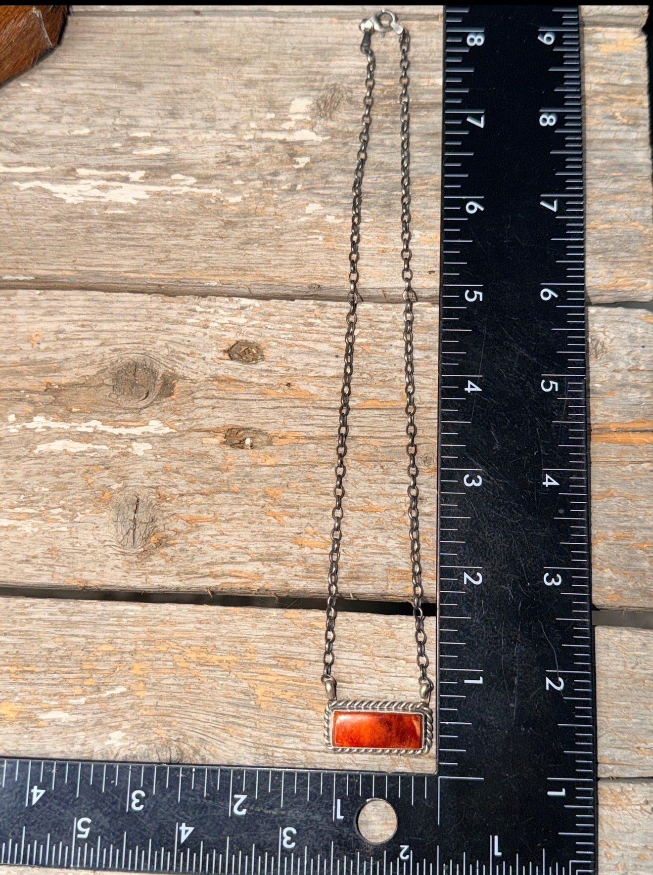 Orange Spiny Bar Necklace by C Belone