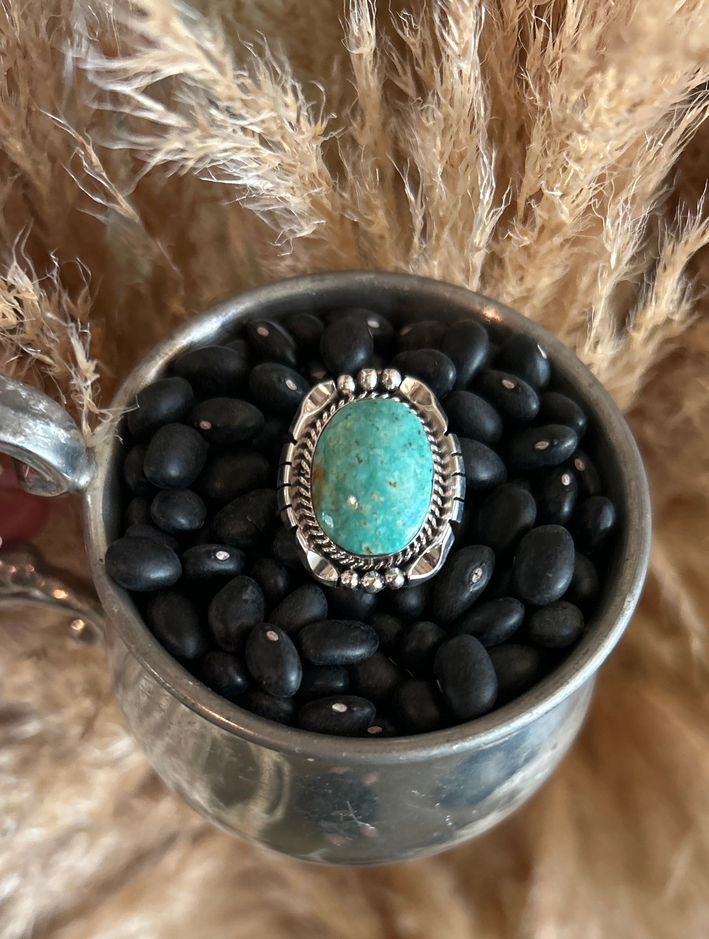 Samuel Yellowhair Native Turquoise Ring size 8