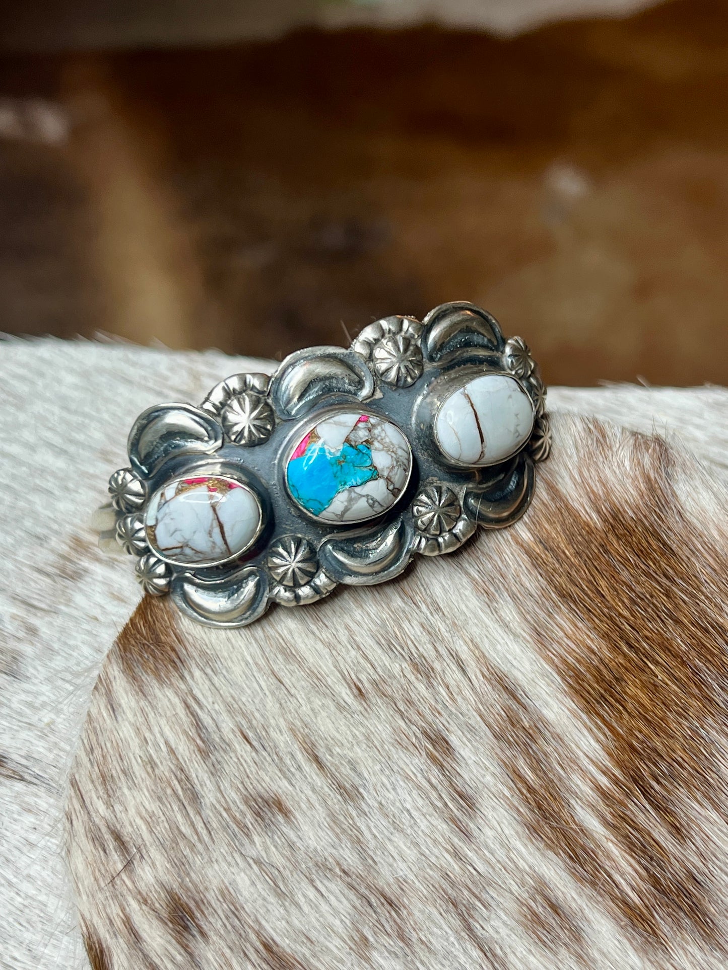 Jeff James Jr. Navajo Cotton Candy Turquoise Cuff