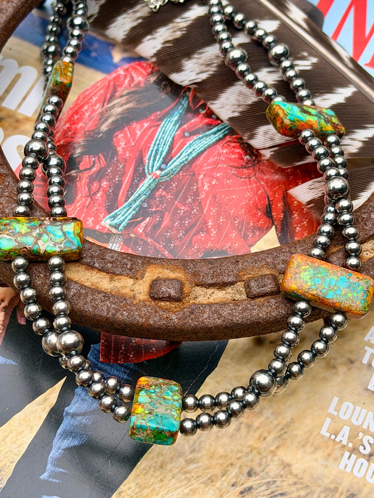 Orange/Turquoise Double Strand Necklace